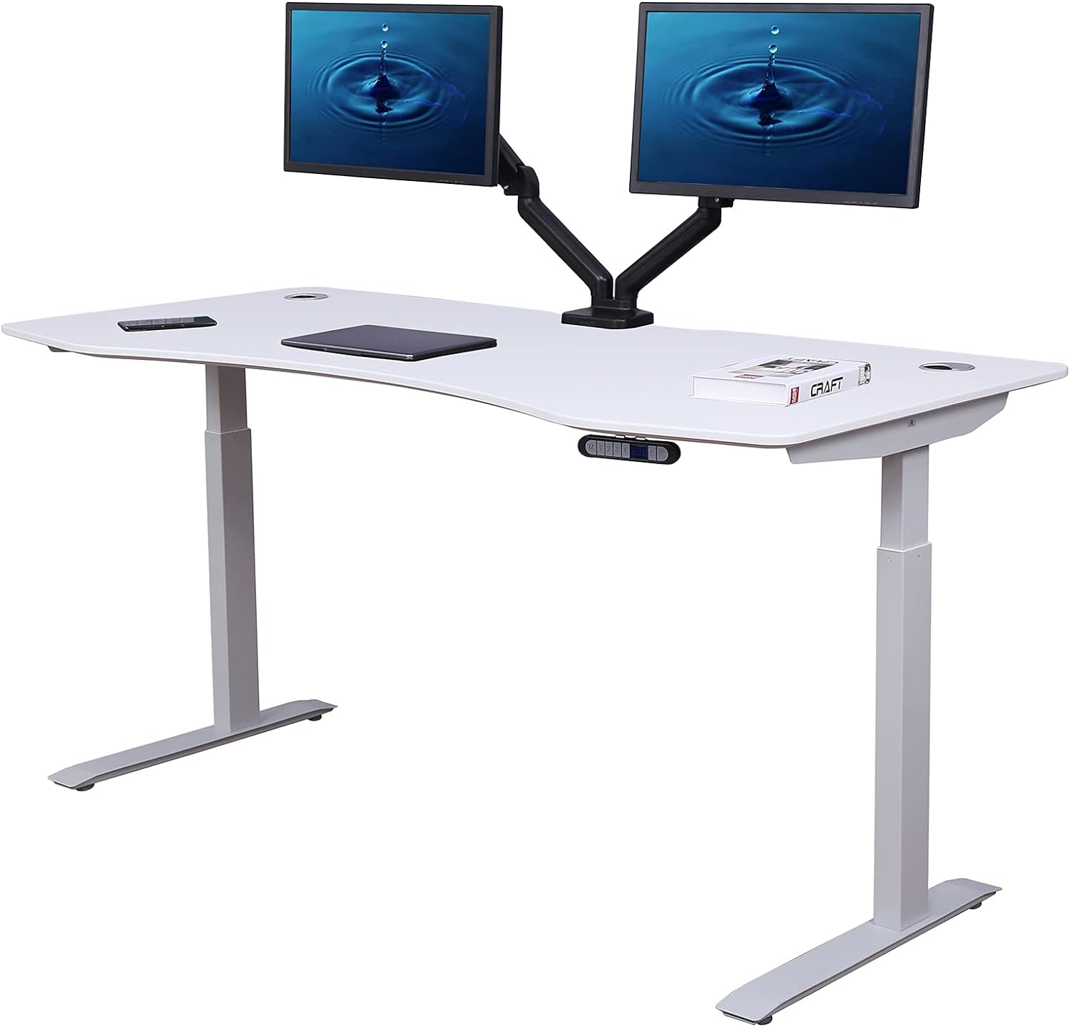 ApexDesk AX7133GRY Elite Series Electric Height Adjustable Standing Desk (71", Grey Top/Black Frame)