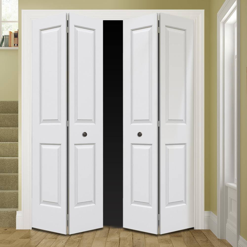 JELD-WEN 72 in. x 80 in. Cambridge Primed Smooth Molded Composite MDF Closet Bi-Fold Double Door