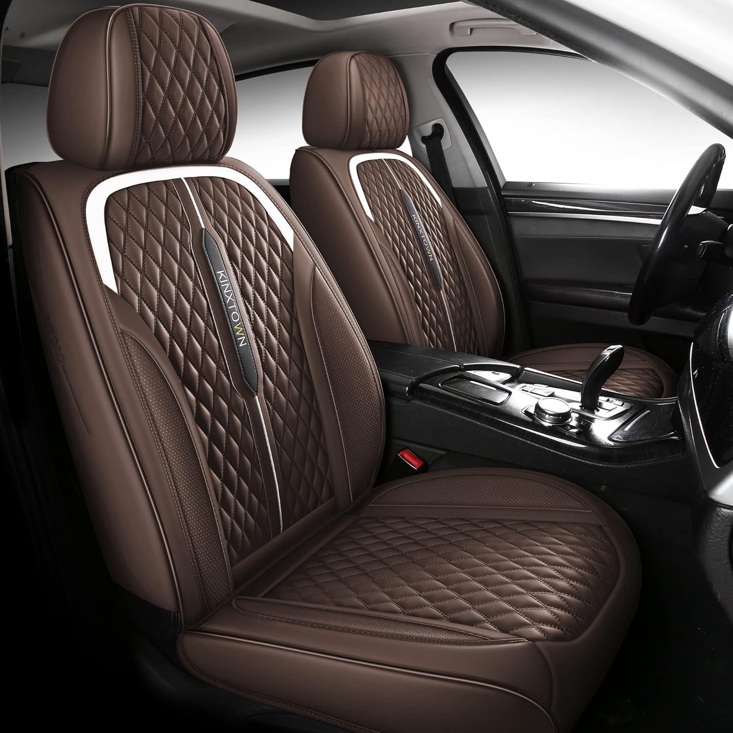 LEYJOIN Faux Leather Car Seat Covers Full Set,Leatherette Automotive Vehicle Cushion Covers for 5 Passengers, Universal Fit for Cars SUV and Trucks in Auto Interior Accessories (Black and Red)&hellip;