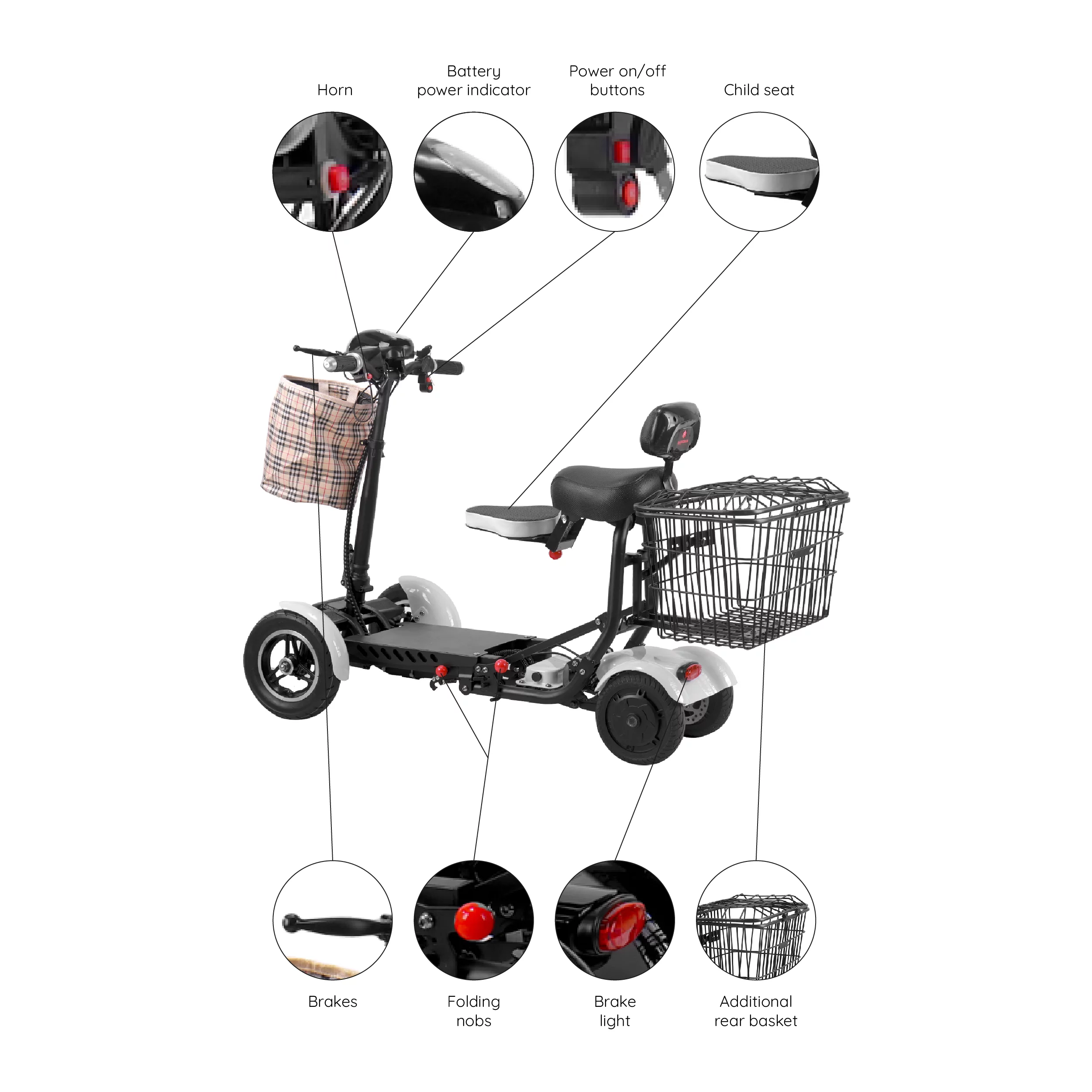 Bangeran Electric Mobility Scooter, 4 Wheel Foldable Portable, Up to 12 Miles - Blue