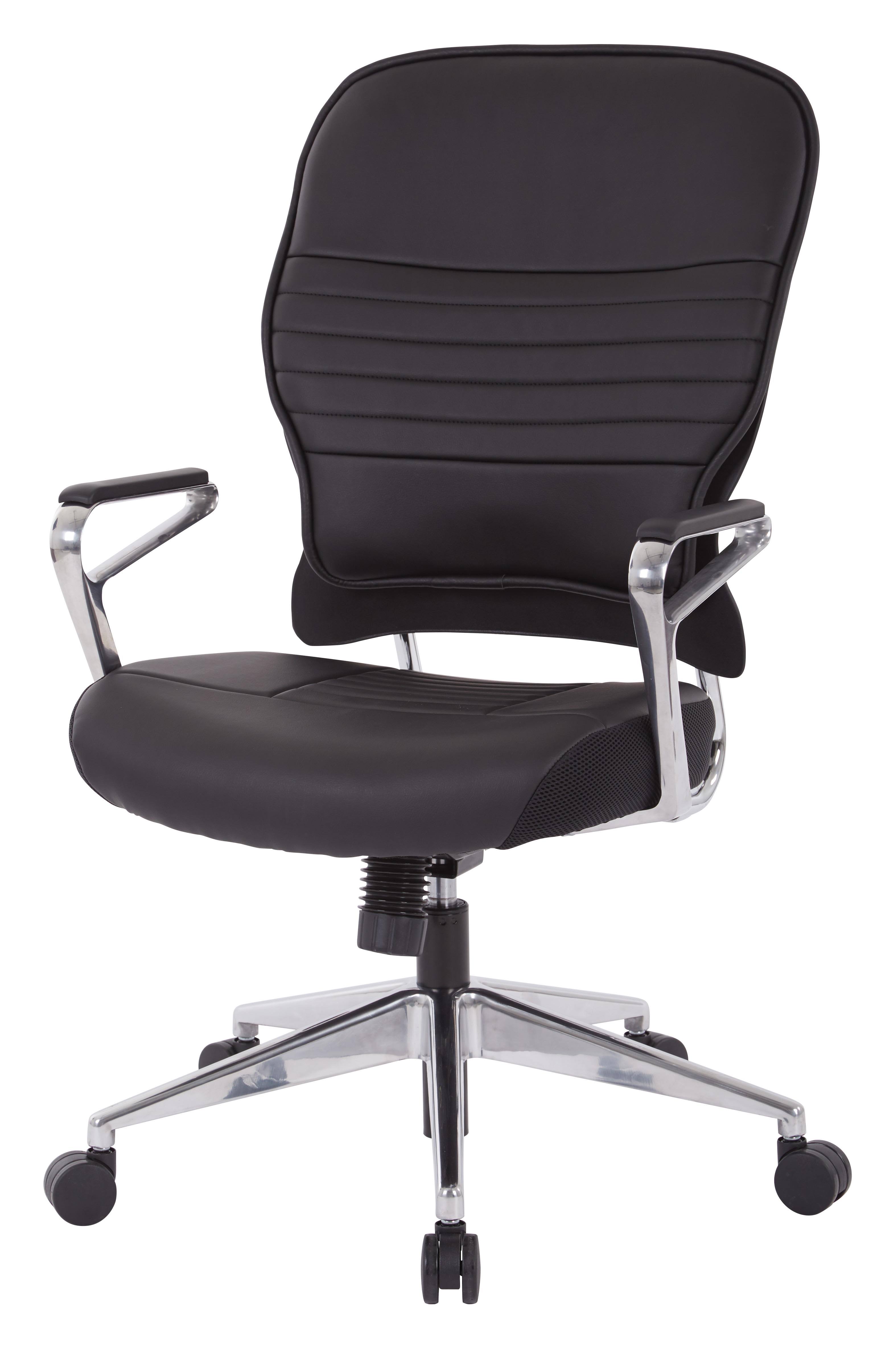Space Seating 32-E33P91A7HL Bonded Leather Managers Chair with Headrest - Black