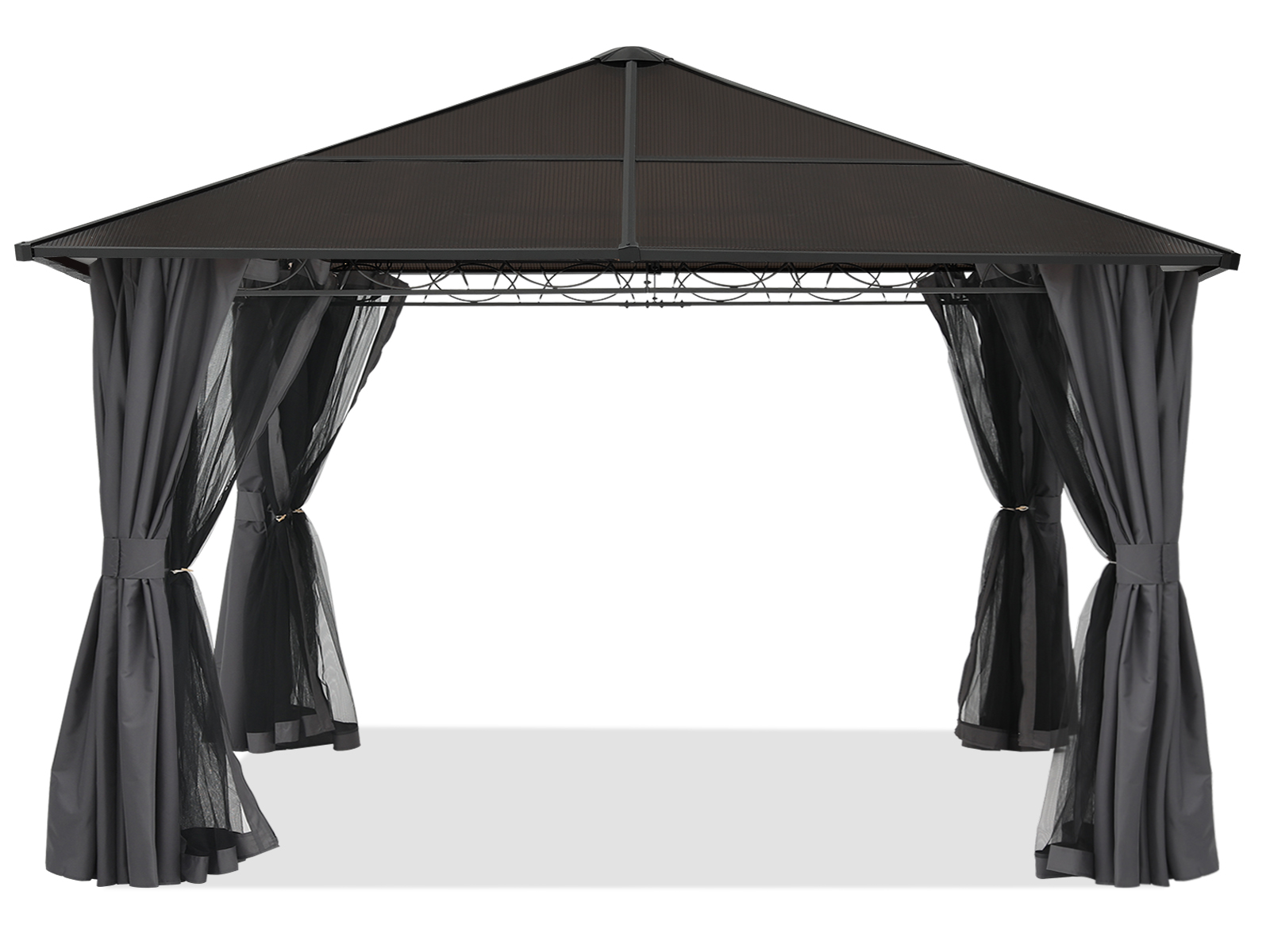 ABCCANOPY 10x10 Hardtop Patio Gazebo with Netting and Screen Walls Curtains,DarkGray