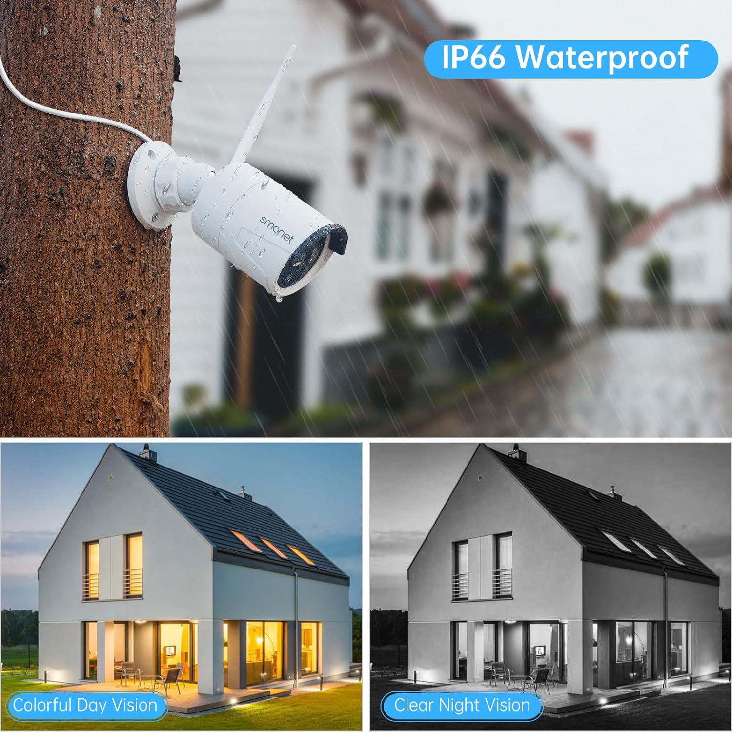 3MP Wireless Security Camera System with AUDIO,SMONET 8 Channel WiFi Home Surveillance NVR Kits,4Pcs 3MP Outdoor Indoor CCTV Cameras,Clearer than 1080P,Night Vision,AI Human Detection,Free App,1TB HDD