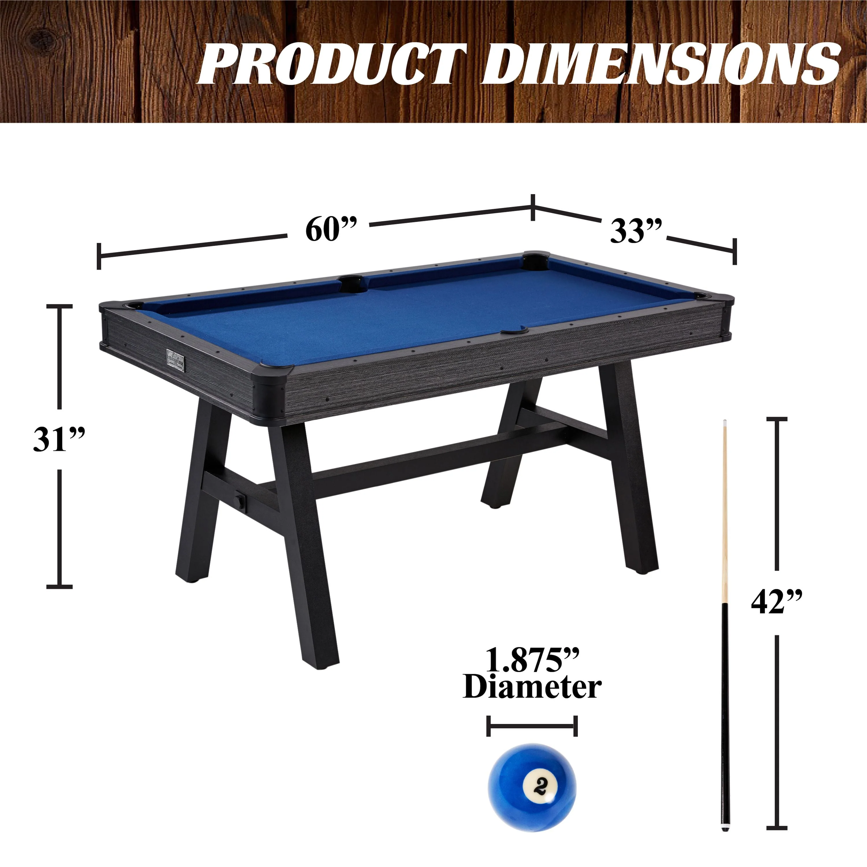 Barrington Billiard Harrison Collection 60 Pool Table, New