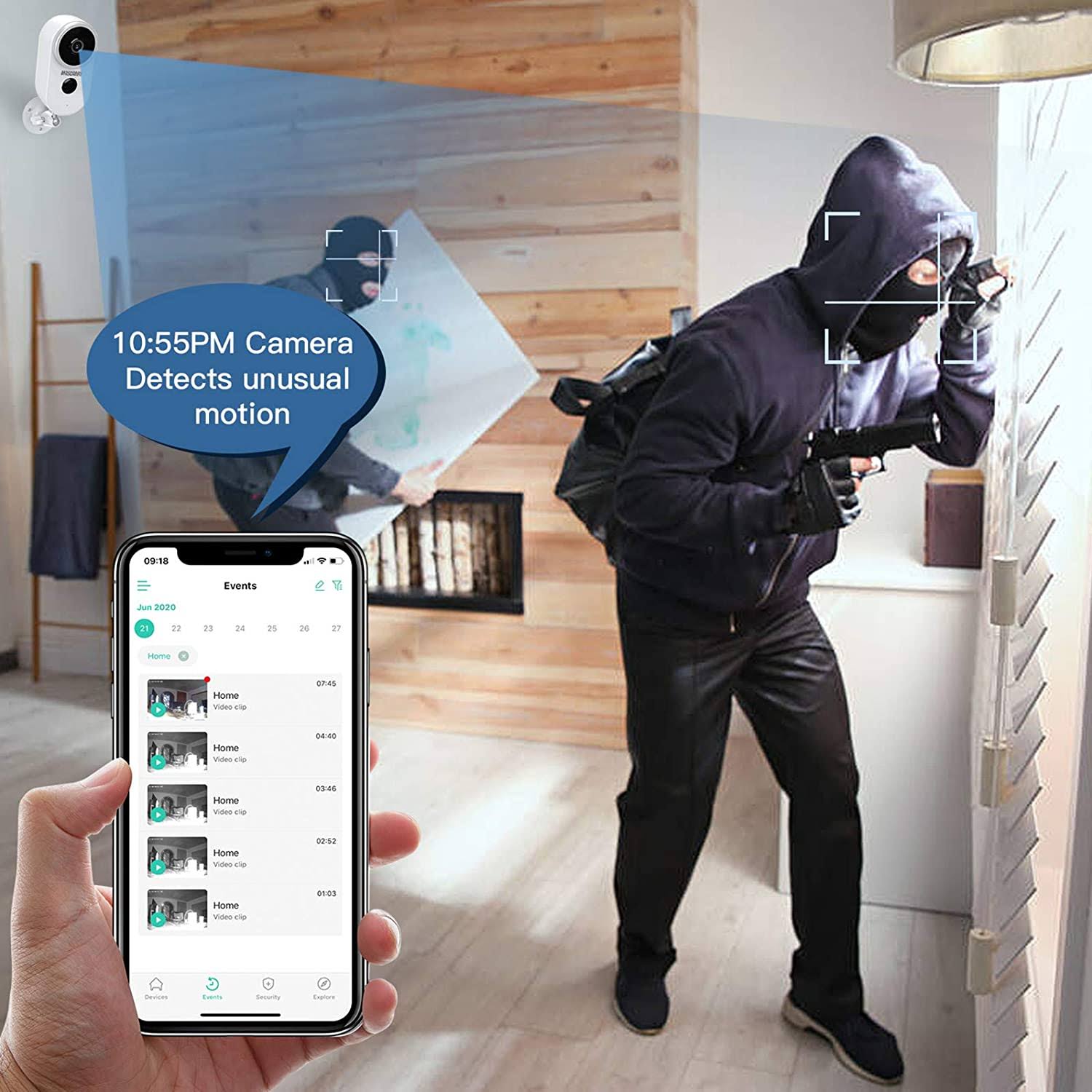 Wireless Outdoor Security Camera 1080p Rechargeable Battery Powered WiFi Camera with Night Vision, Motion Detection, 2