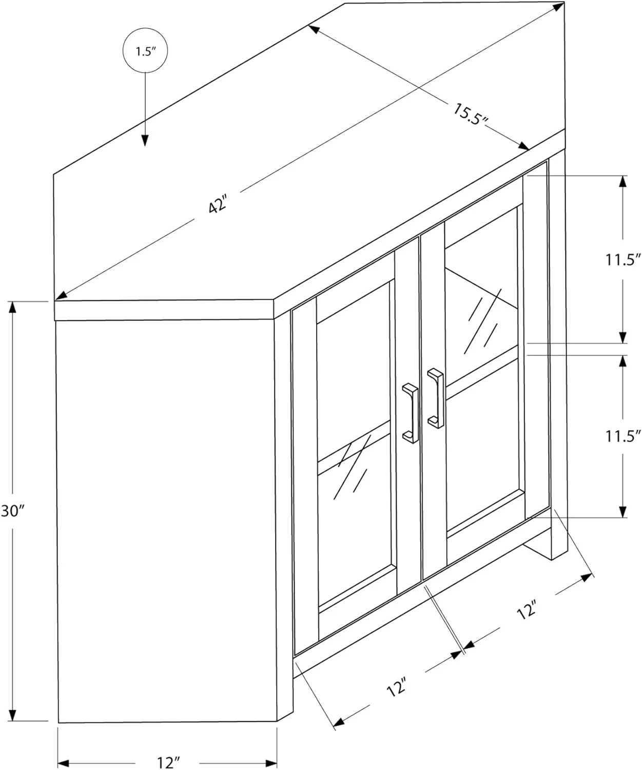 I Corner With Glass Doors TV Stand, 42", Dark Taupe
