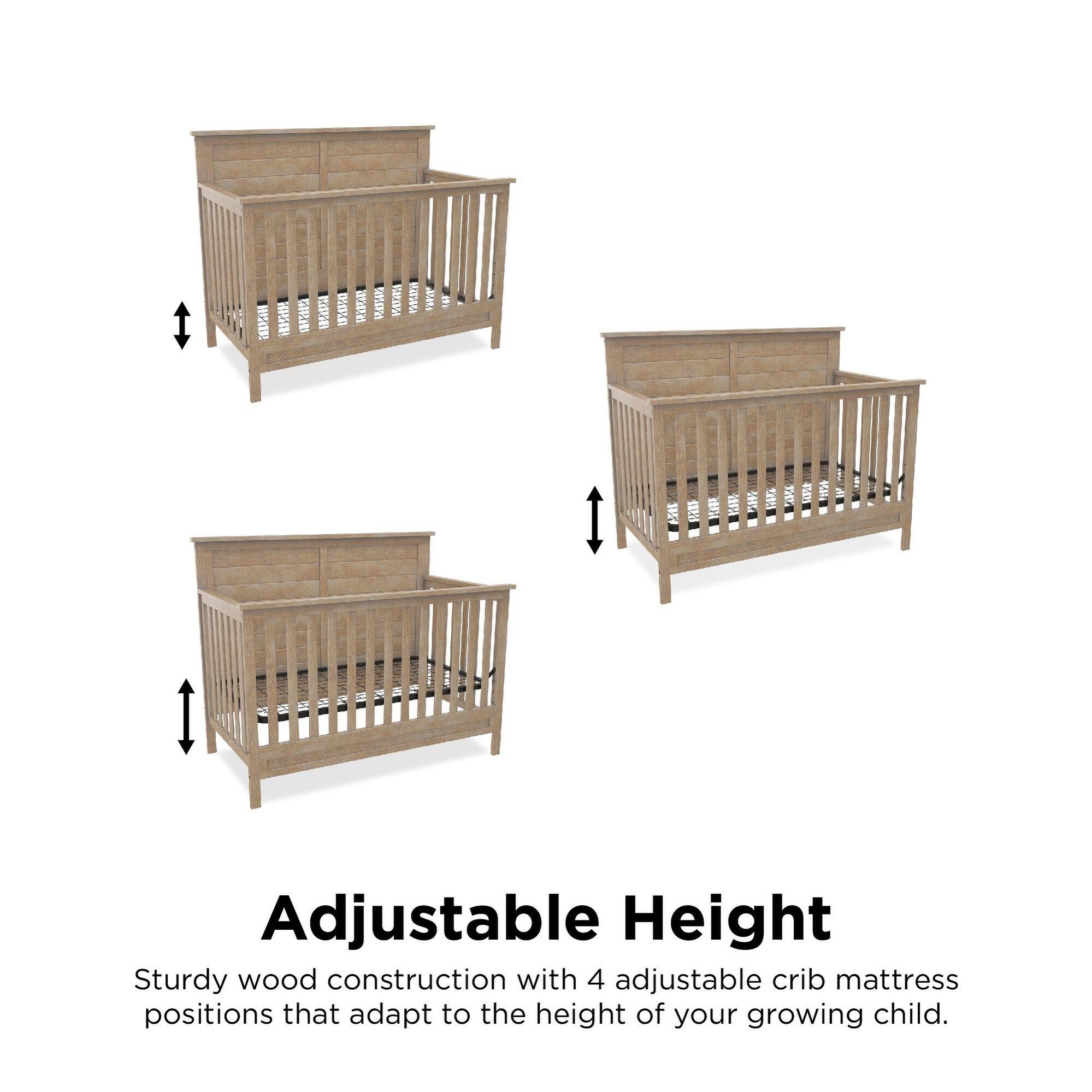 Little Seeds Finch 5-in-1 Convertible Crib - Rustic Grey