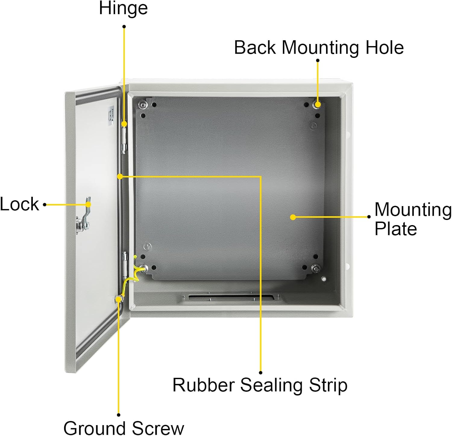 VEVOR NEMA Steel Enclosure, 12 x 10 x 6'' NEMA 4X Steel Electrical Box, IP66 Waterproof & Dustproof, Outdoor/Indoor Electrical Junction Box, with Mounting Plate