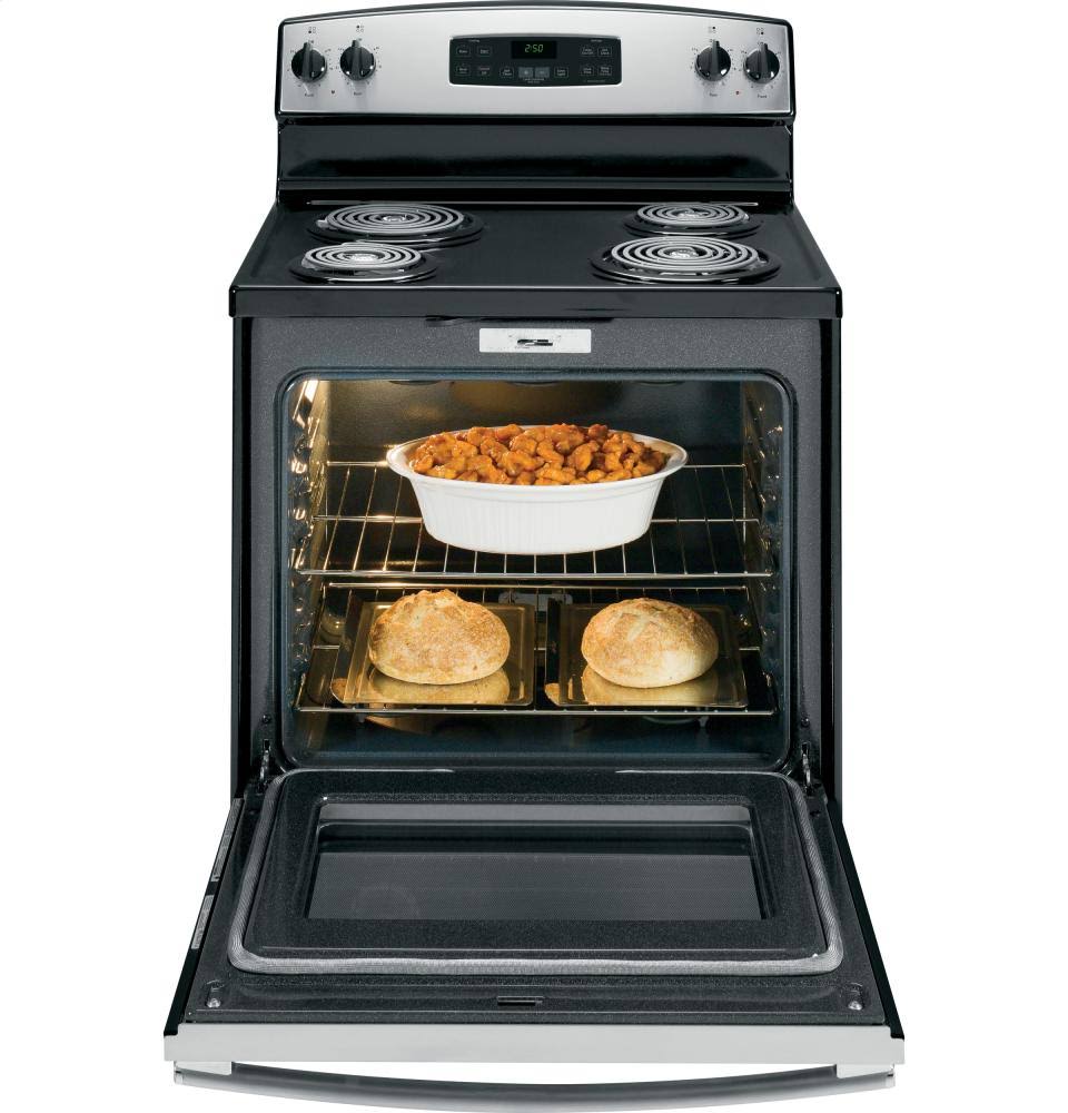 GE JB250RFSS Electric Range - Freestanding - 5.3 cu ft - Stainless Steel/Black
