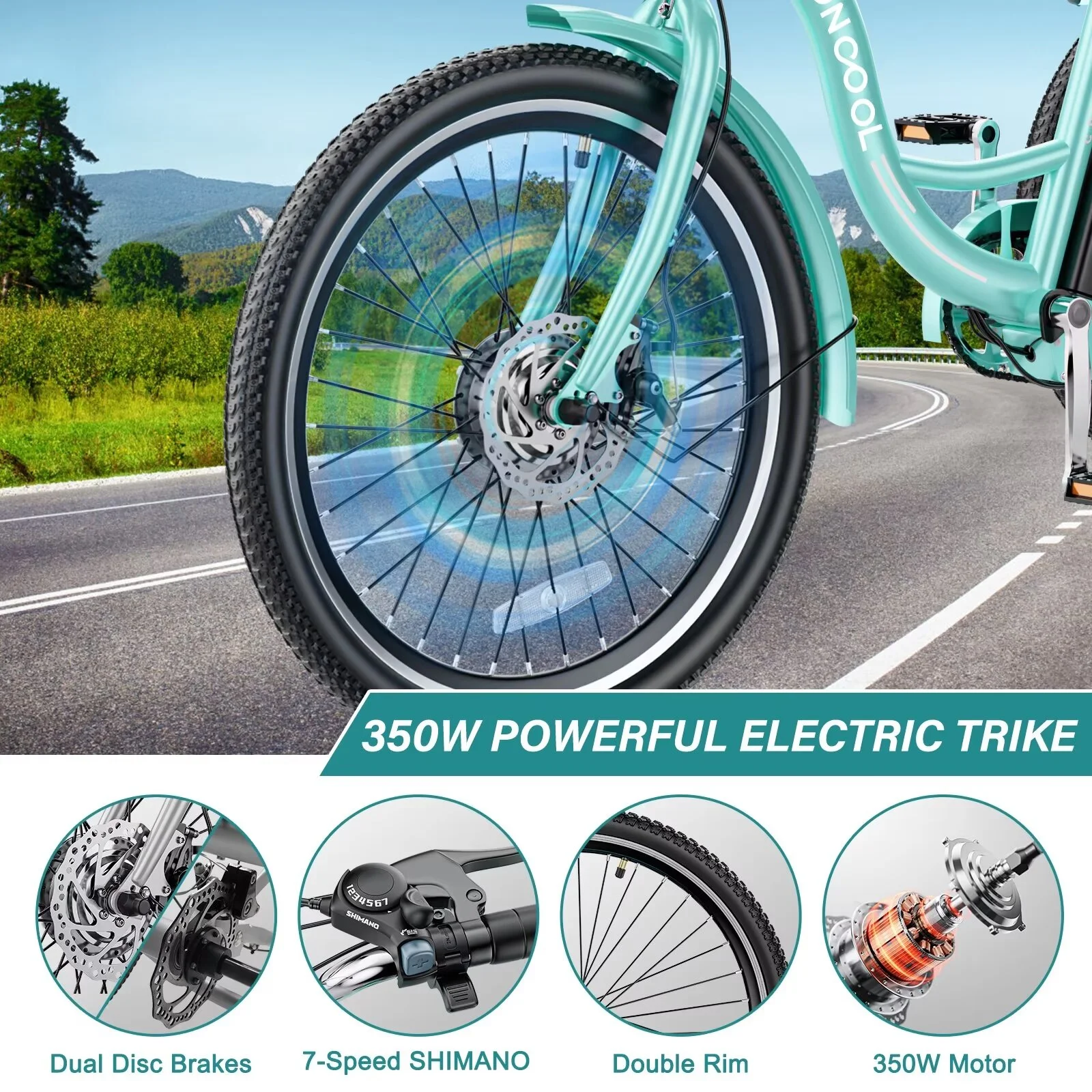 MOPHOTO Electric Trike for Adults Seniors, 26''/24'' 500W 48V 14.5AH Electric Tricycles for Women, 3 Wheel Electric Bike with Big Basket & Led Headlamp, Maximum Speed 16 miles/h, Range 30-45 miles - Curated Treasures Market
