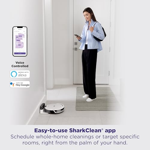 Shark Navigator Robot Vacuum and Self-Empty Base with Bagless 60-Day Capacity Self-Empty Base, SmartPath Navigation, Powerful Pet Hair Pickup, Anti-Hair Wrap, For Carpets & Hard Floors, Grey, RV2120AE