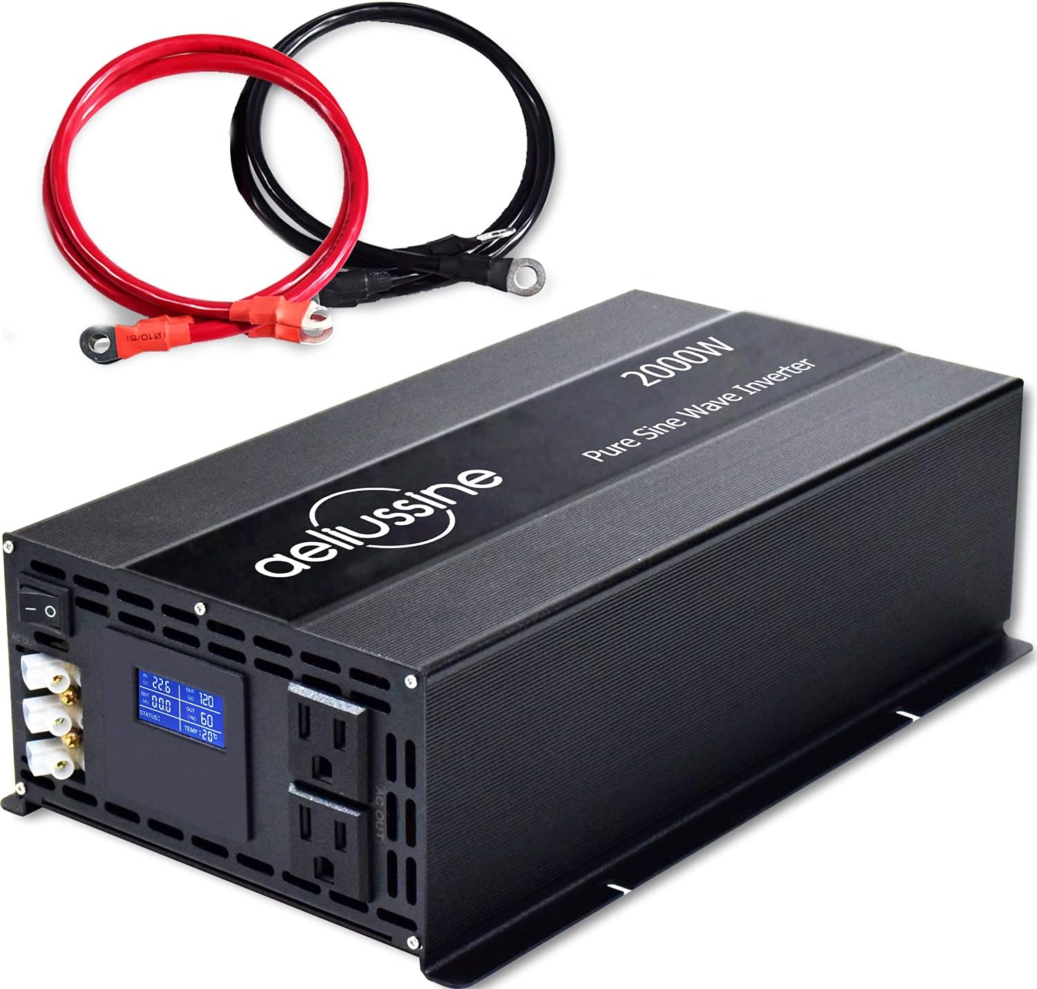 aeliussine 2000w Inverter Pure Sine Wave Power Inverter 48v dc to ac 110v 120v with Hardwire Terminal, LCD Display, for Car RV, Truck, Yacht, and Off Grid Solar Power System (2000w 48v)