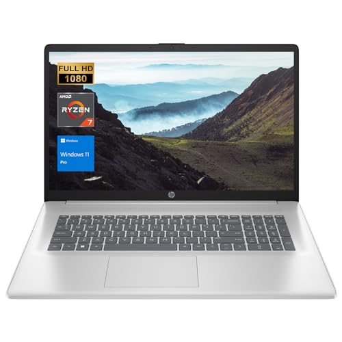 HP Essential 17.3" FHD Business Laptop, AMD Ryzen 7 7730U, AMD Radeon Graphics, Numeric Keypad, Backlit KB, Webcam, Wi-Fi 6, HDMI, Windows 11 Pro, Silver