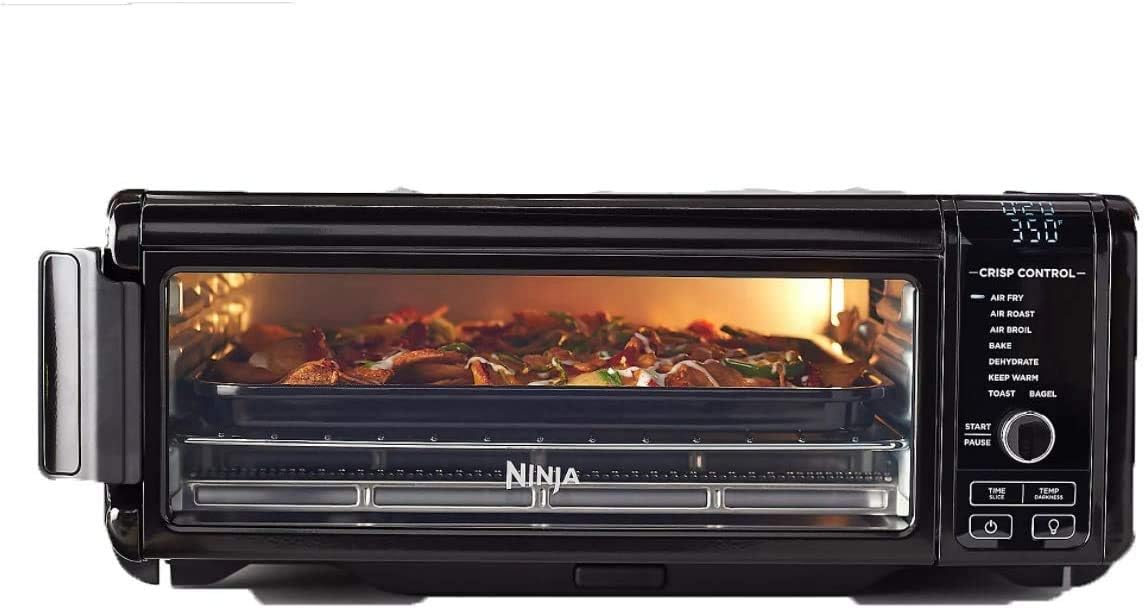 Ninja SP101 Foodi 8-in-1 Air Fry Large Toaster Oven Flip-Away for Storage Dehydrate Keep Warm 1800w XL Capacity (Renewed) Piano shiny BLACK