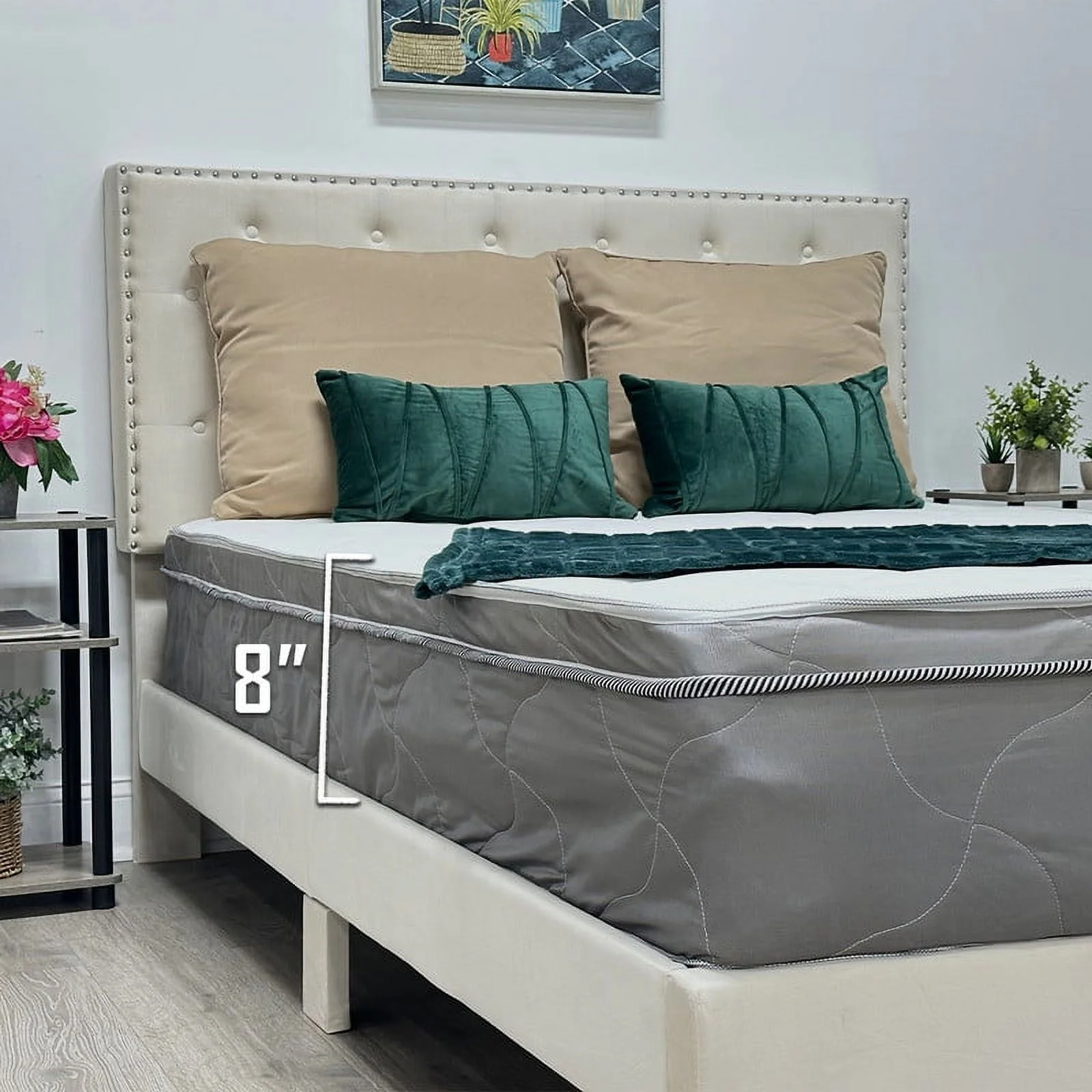 Queen Mattress - 8 Inch Comfort Foam & Spring Hybrid Mattress - Tight Top - Medium Firm - Oliver & Smith