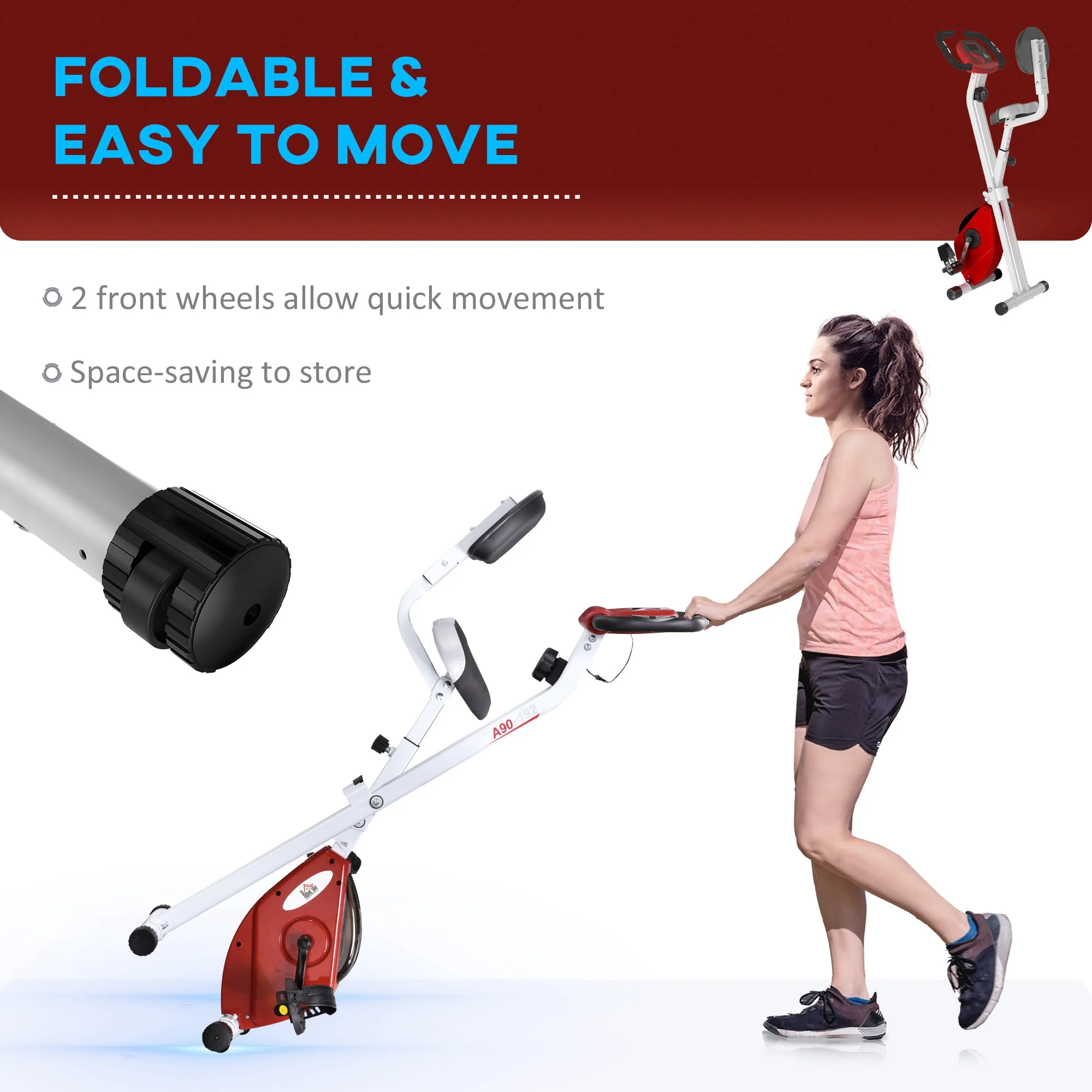 Soozier Folding Upright Training Stationary Indoor Bike with 8 Levels of Magnetic Resistance for Aerobic Exercise
