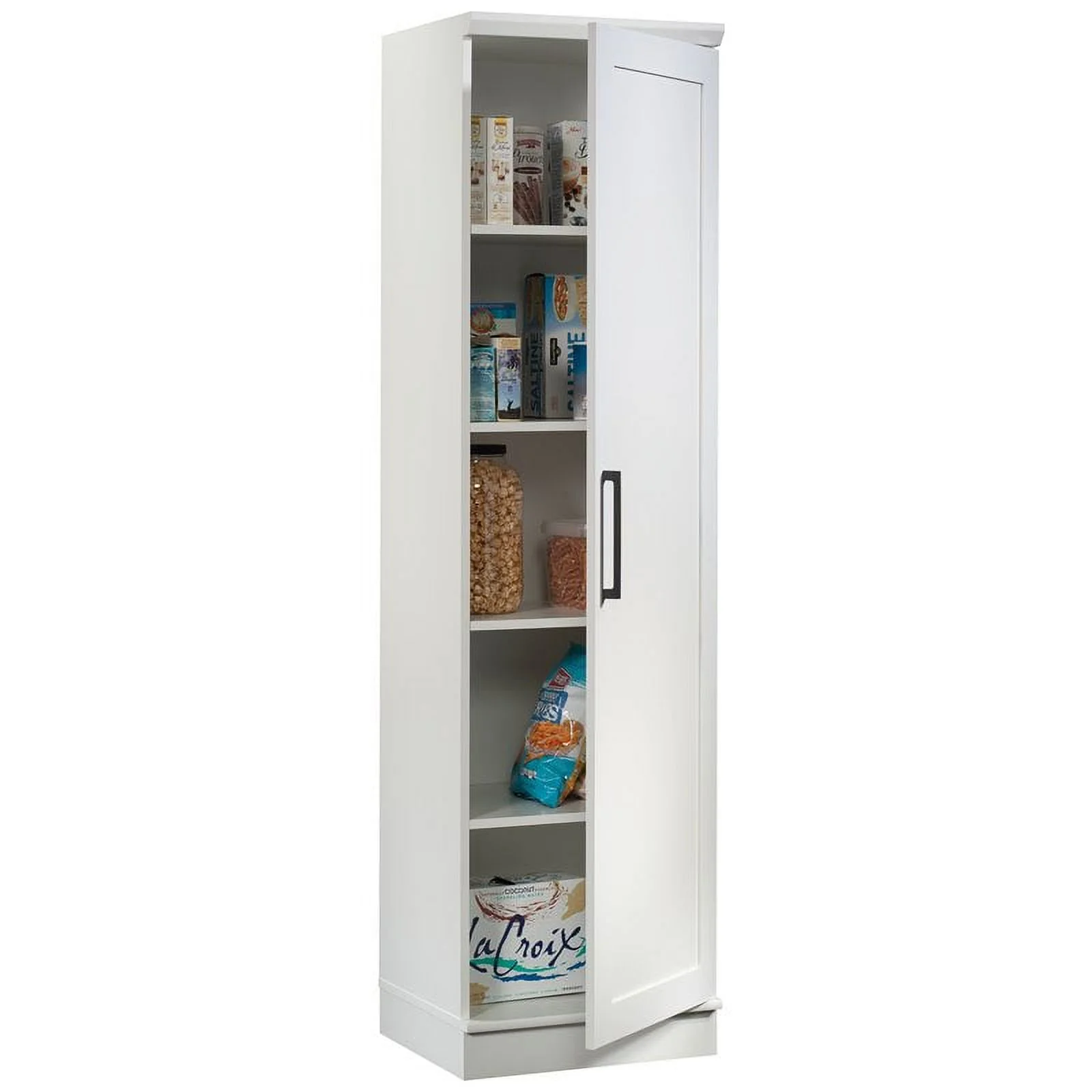 Pemberly Row Transitional Engineered Wood Single Door Pantry in White