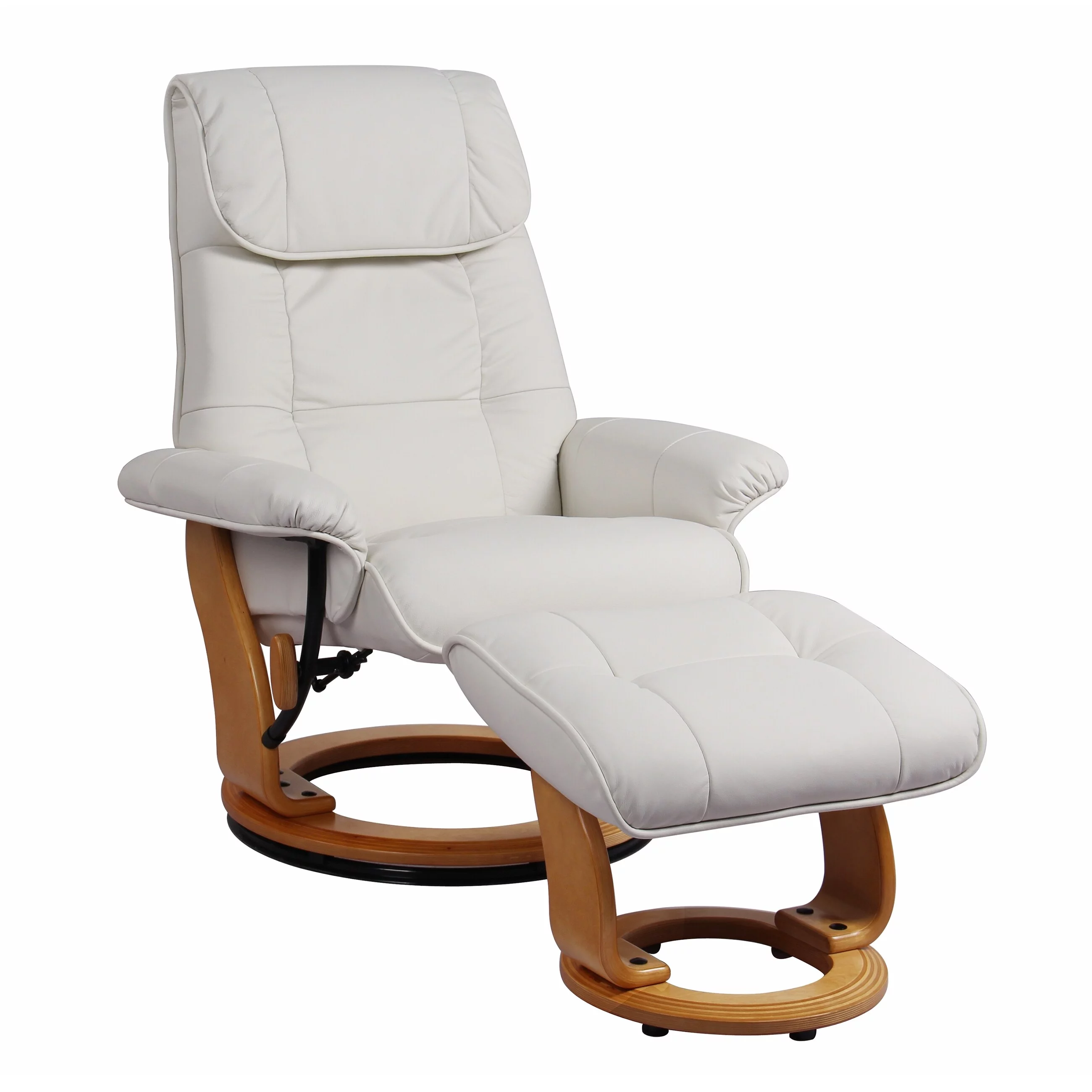 Copper Grove  Caret Top Grain Leather Recliner and Ottoman White