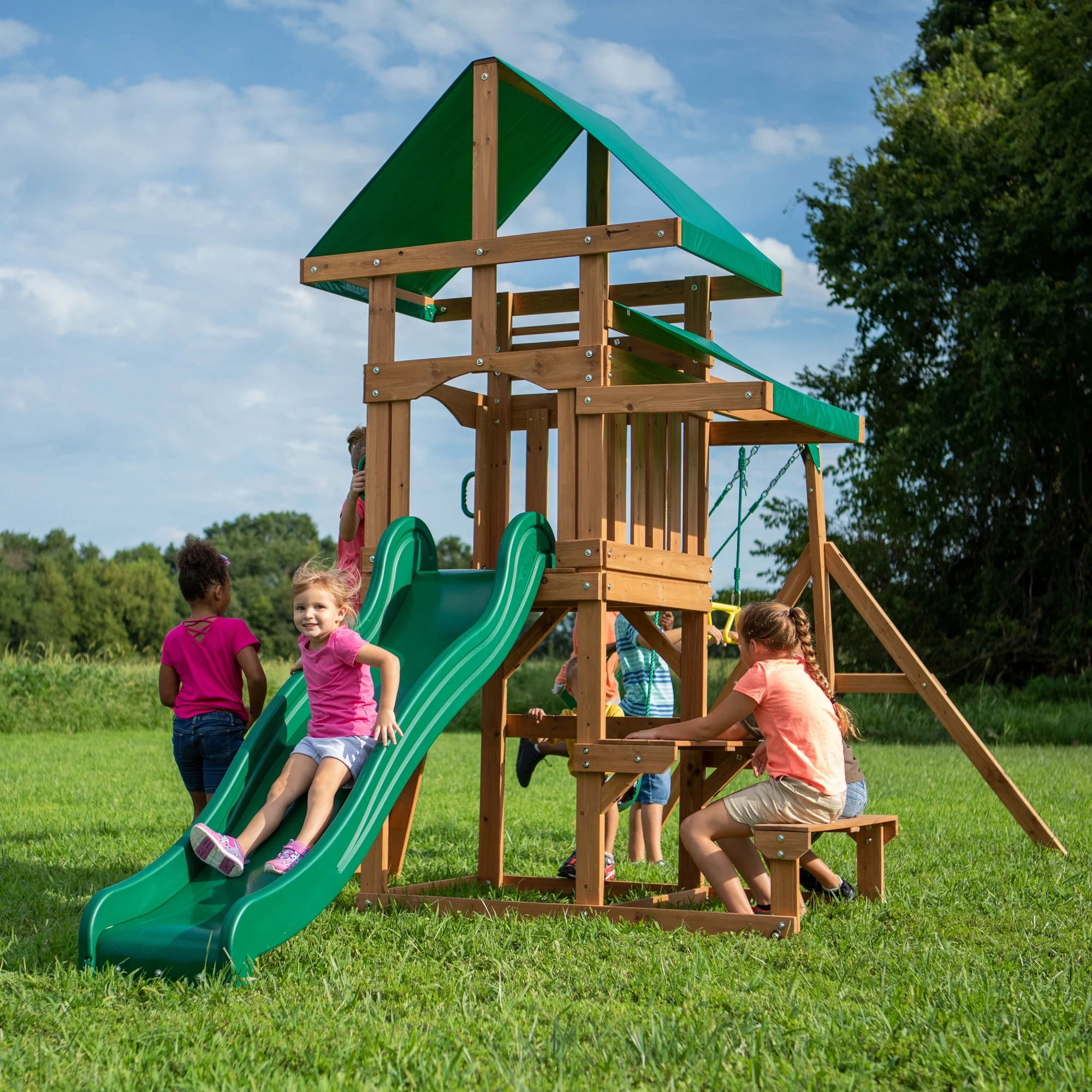 Backyard Discovery Belmont All Cedar Wood Playset Swing Set