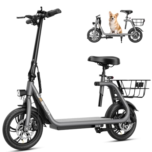 Jasion JS3/PRO Electric Scooter with Seat, 650/850W Peak Motor Electric Scooter Adults, 20/25Miles Ranges Sports Scooter for Adults, 20/25MPH Max Speed, Foldable E-Scooter for Pets, Disc Brakes