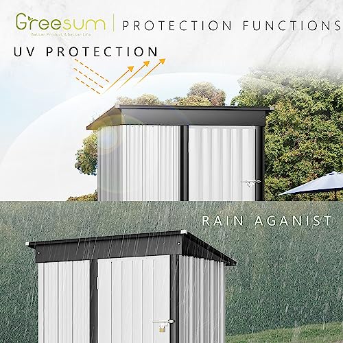 Greesum Outdoor Storage Shed 6 x 8 ft. Utility Tool Shed Metal Storage Garden Shed with Door & Lock for Patio Storage, Brown