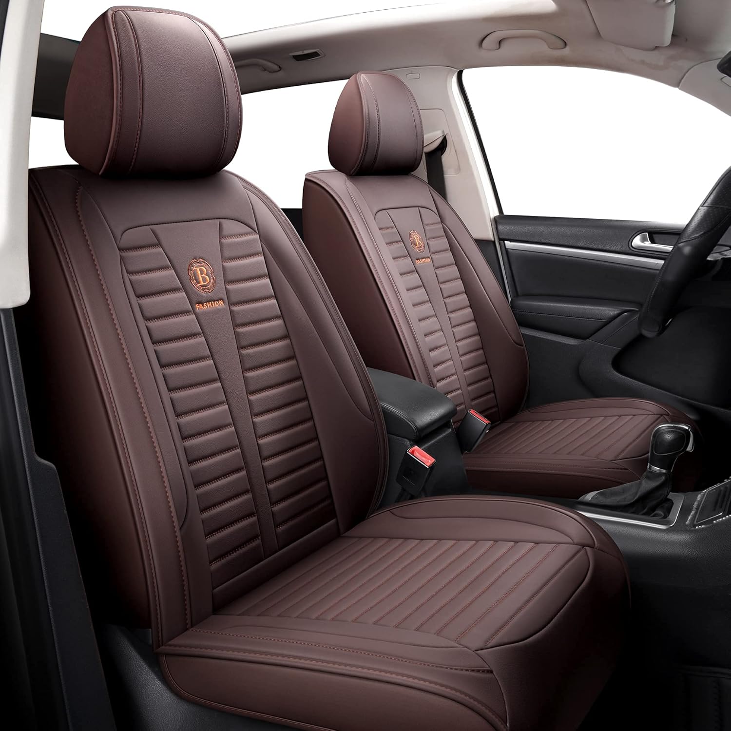 Isen-CoverAuto Leather Car Seat Covers Automotive Vehicle Cushion Cover for SUV Pick-up Truck Universal Fit Set for Auto Interior Accessories Full Set (Black)