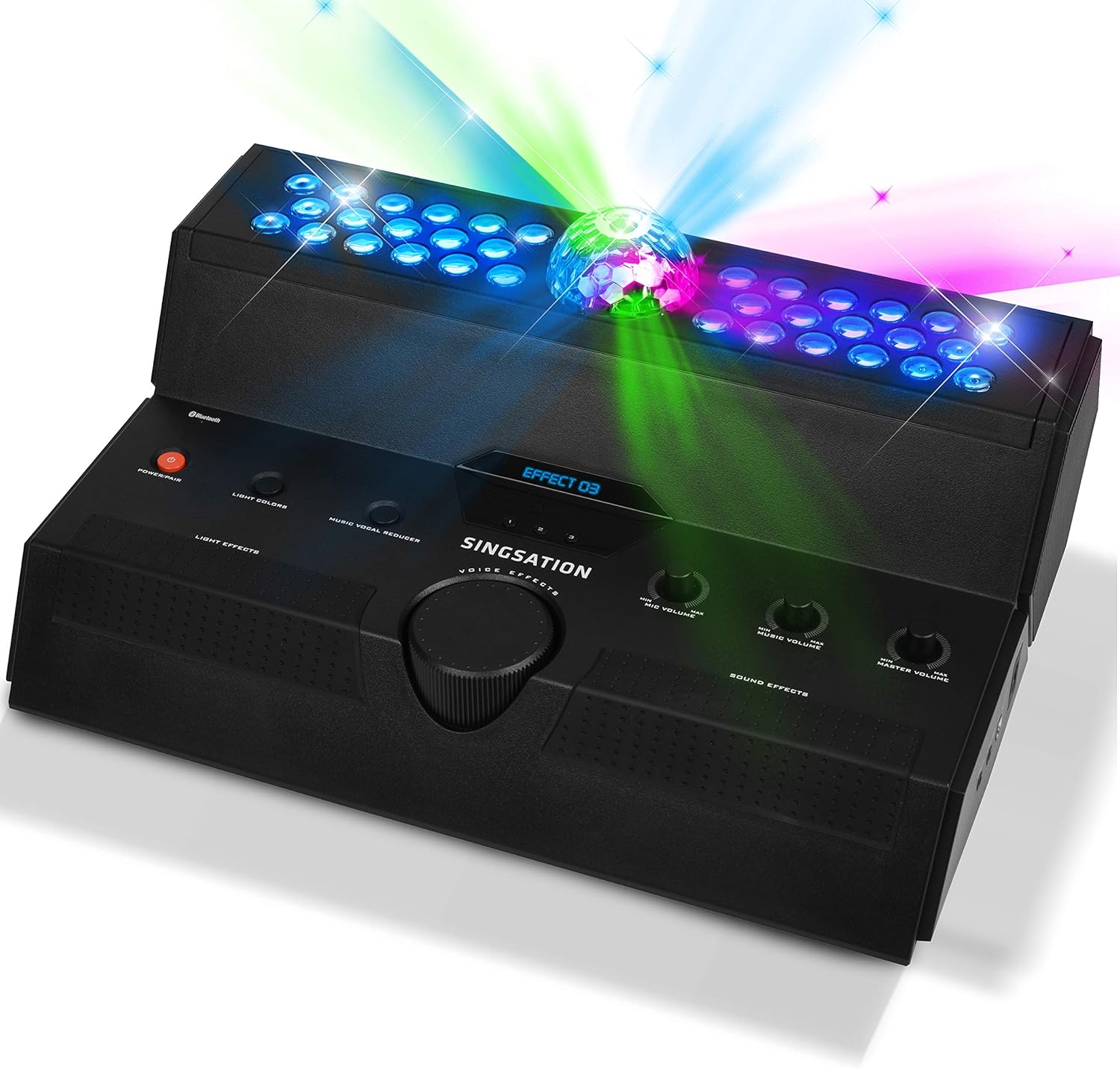 Singsation Karaoke Machine - Main Stage All-In-One Premium Karaoke Party System w/Vocal, Sound & Light Effects, Two Mics & Sound System