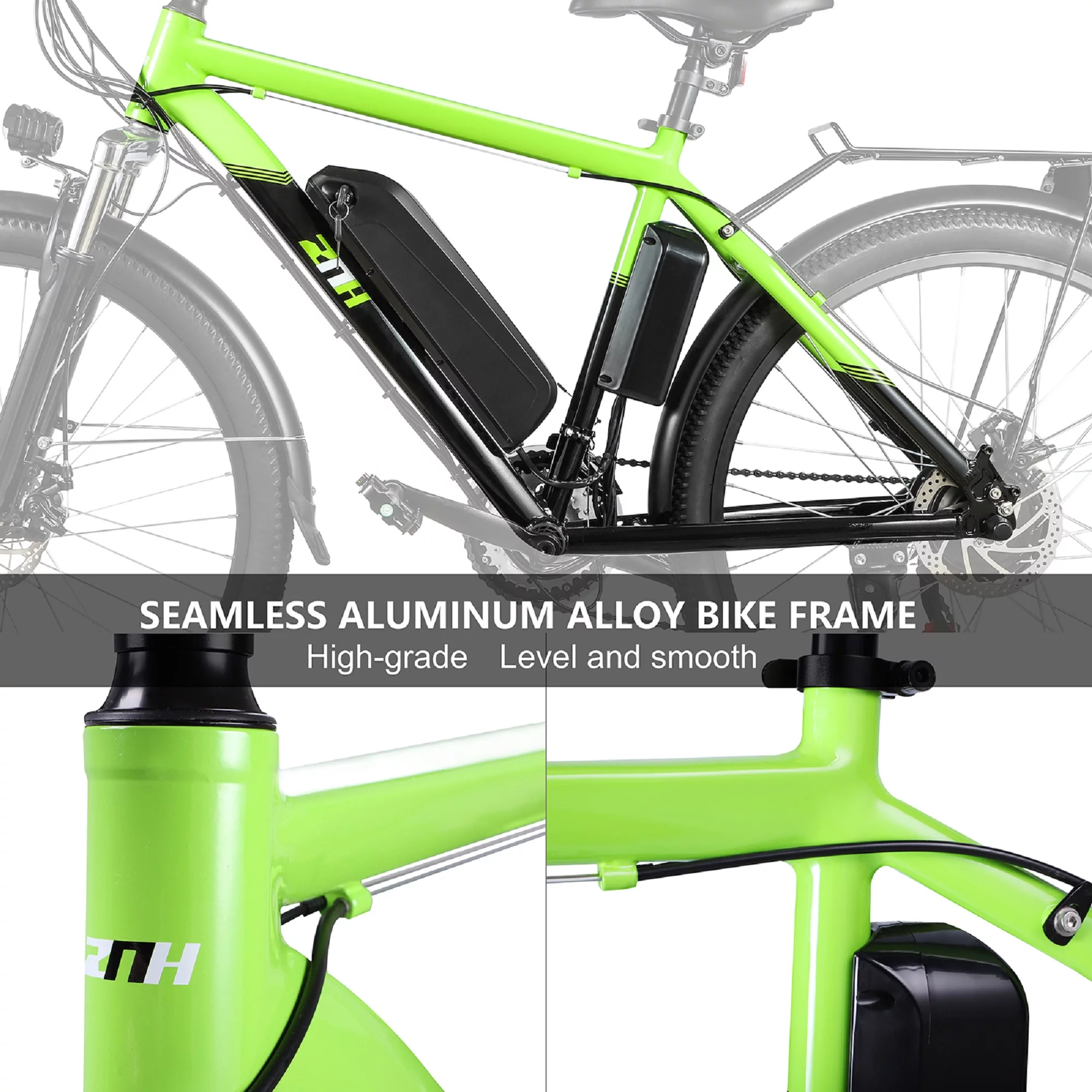 ZNH Electric Bike 26 Adults Ebike 350W Motor 36V 10Ah Battery Shimano 21-Speed Mountain City Ebike Seamless Formed Frame, Green