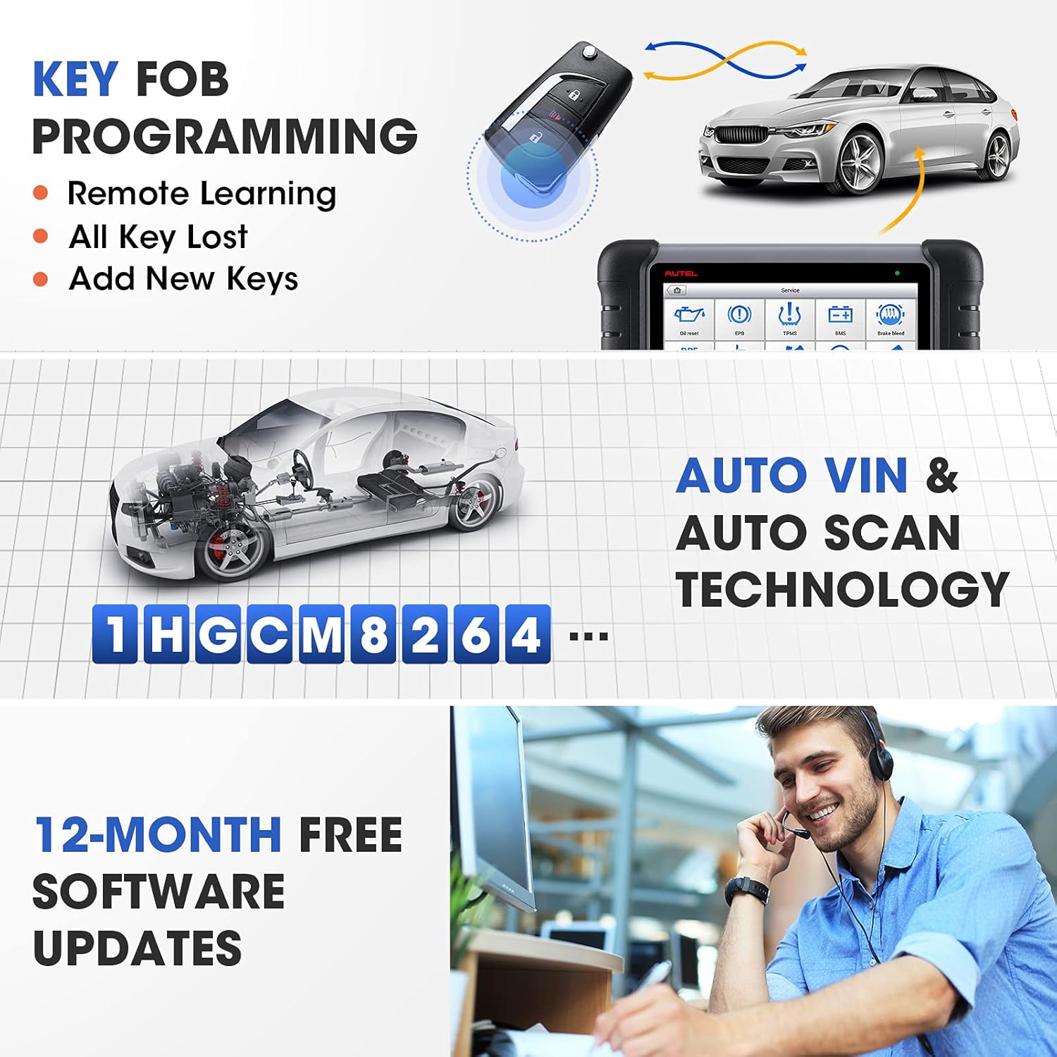 Autel MaxiPRO MP808 OBD2 Diagnostic Scanner More Advanced Scan Tool with Bi-directional Control Ability and Key Programming (Upgraded version of DS808 and same as MS906)