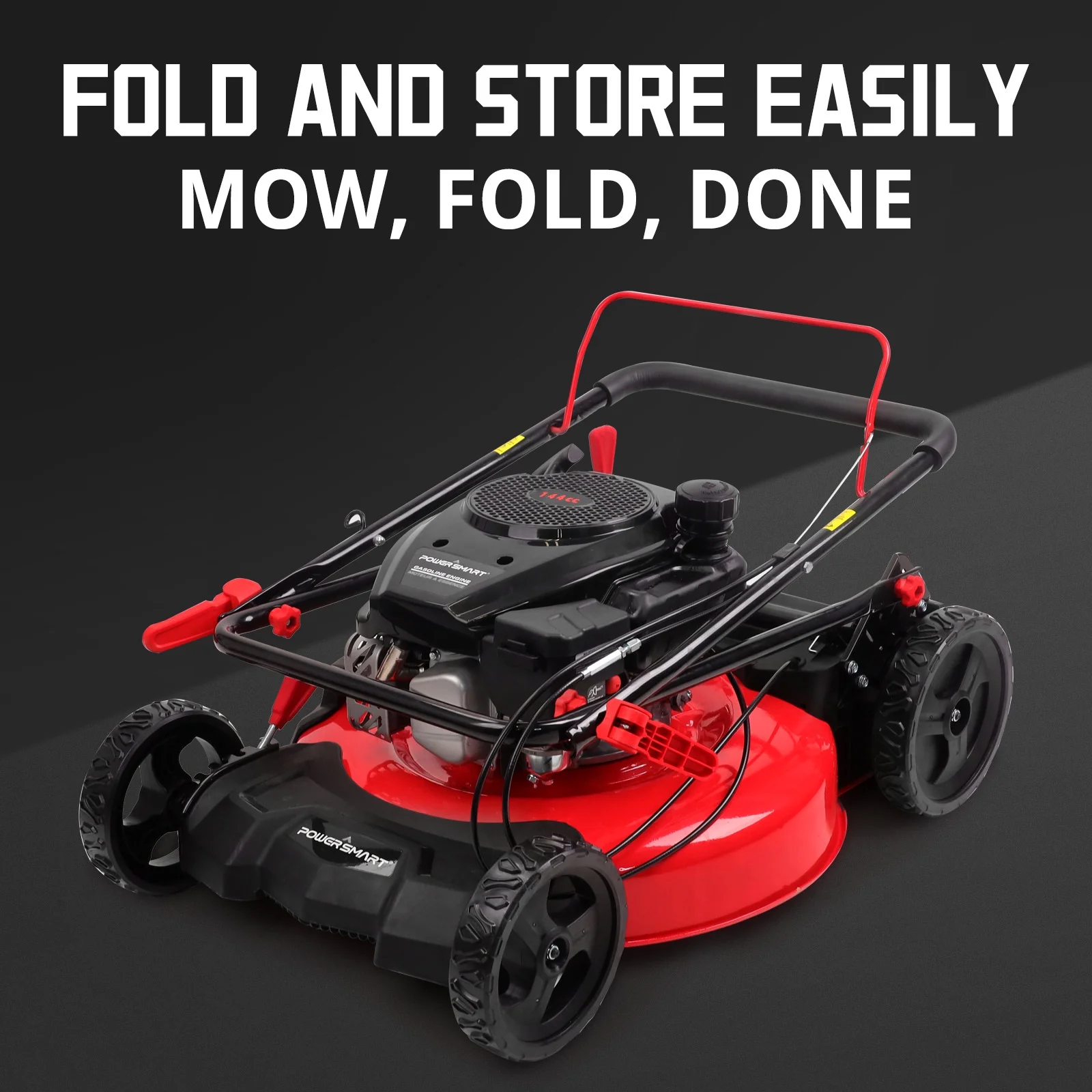 PowerSmart Gas Lawn Mower, 21 inches 144cc 2-in-1 Walk-Behind , Side Discharge Push Lawn Mower