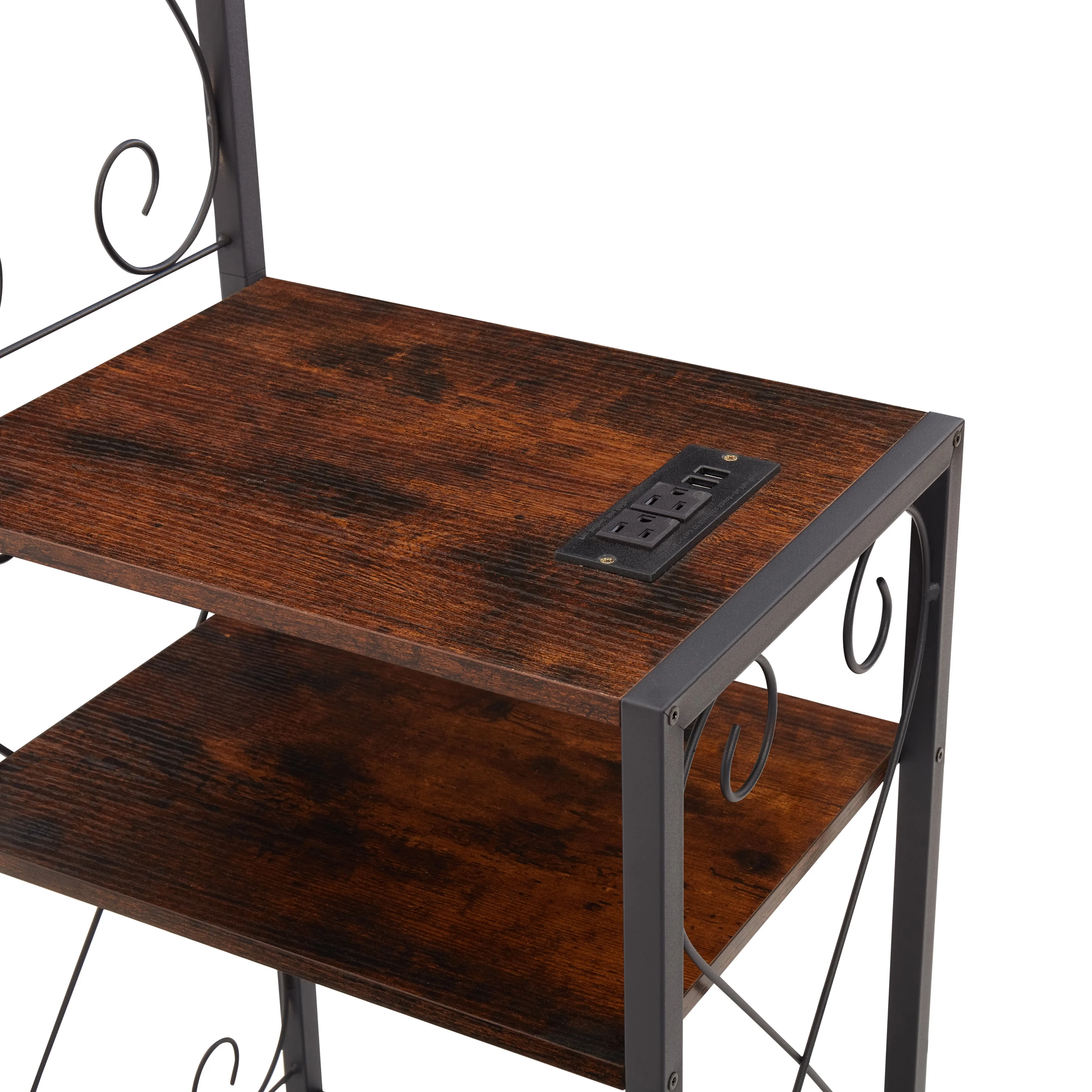 Queen Bed Frame with 2 Nightstands Headboards with Storage Cabinet, Headboard with Shelves, Bookcase Headboard Queen Easy Assembly for Bedroom Iron and Wood Rustic Brown