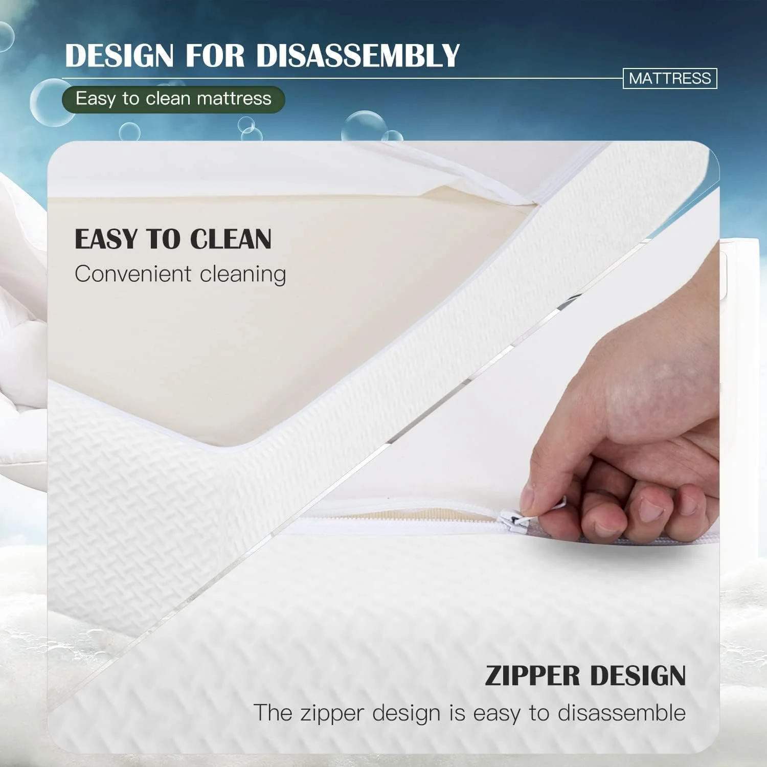 CL.HPAHKL 5/6/8/10/12inch Twin Size Base Foam Mattress, Medium Firm Mattresses for a Cool Sleep & Pressure Relief, CertiPUR-US Certified Bed-in-a-Box （White）
