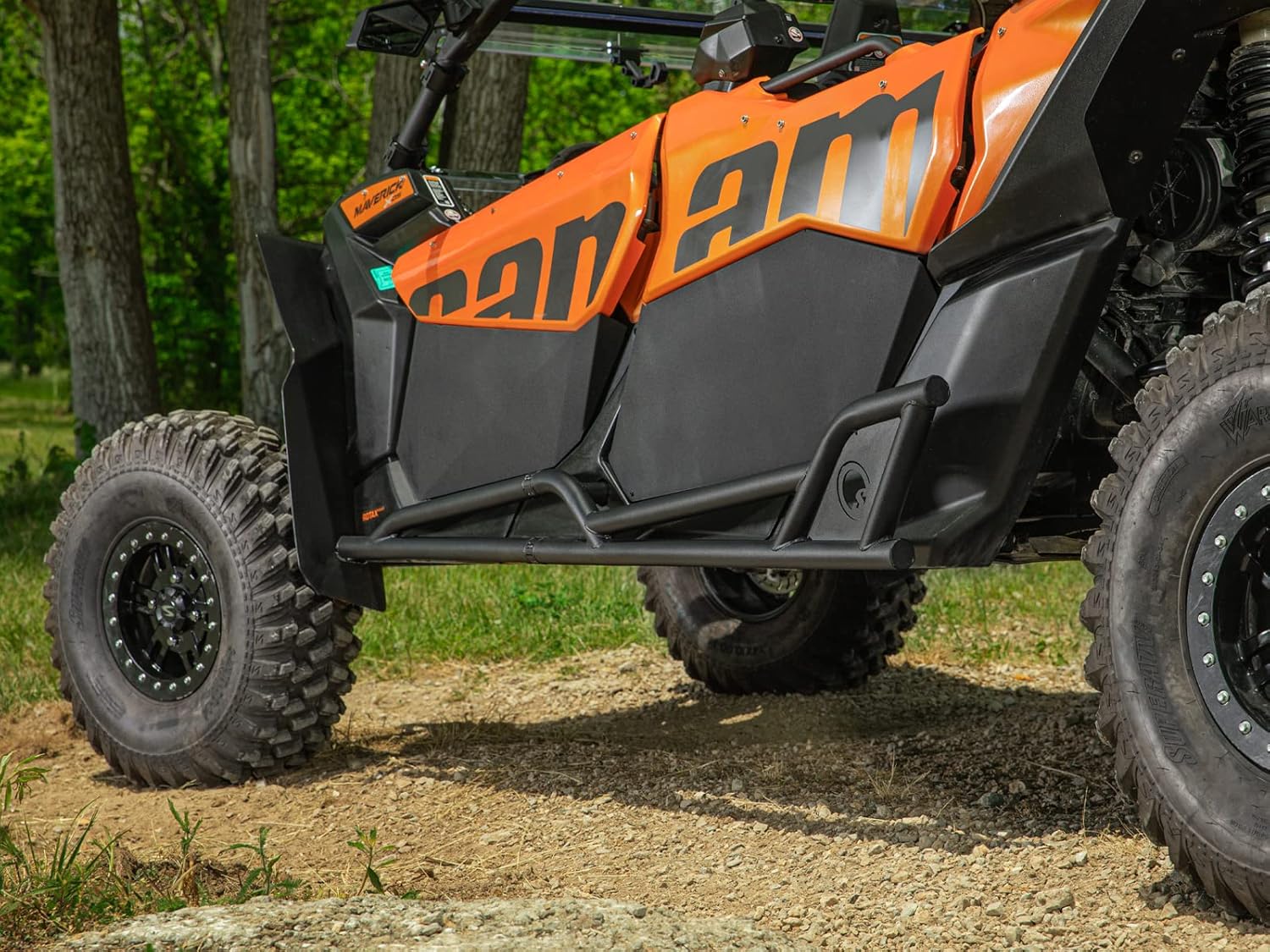 SuperATV Nerf Bars/Rock Sliders for Can-Am Maverick X3 MAX (See Fitment) | 1.75” Diameter Steel Tubing | Bolt-On Mounting | Powder-Coat Finish | Protects Exposed Sides and Body Plastic