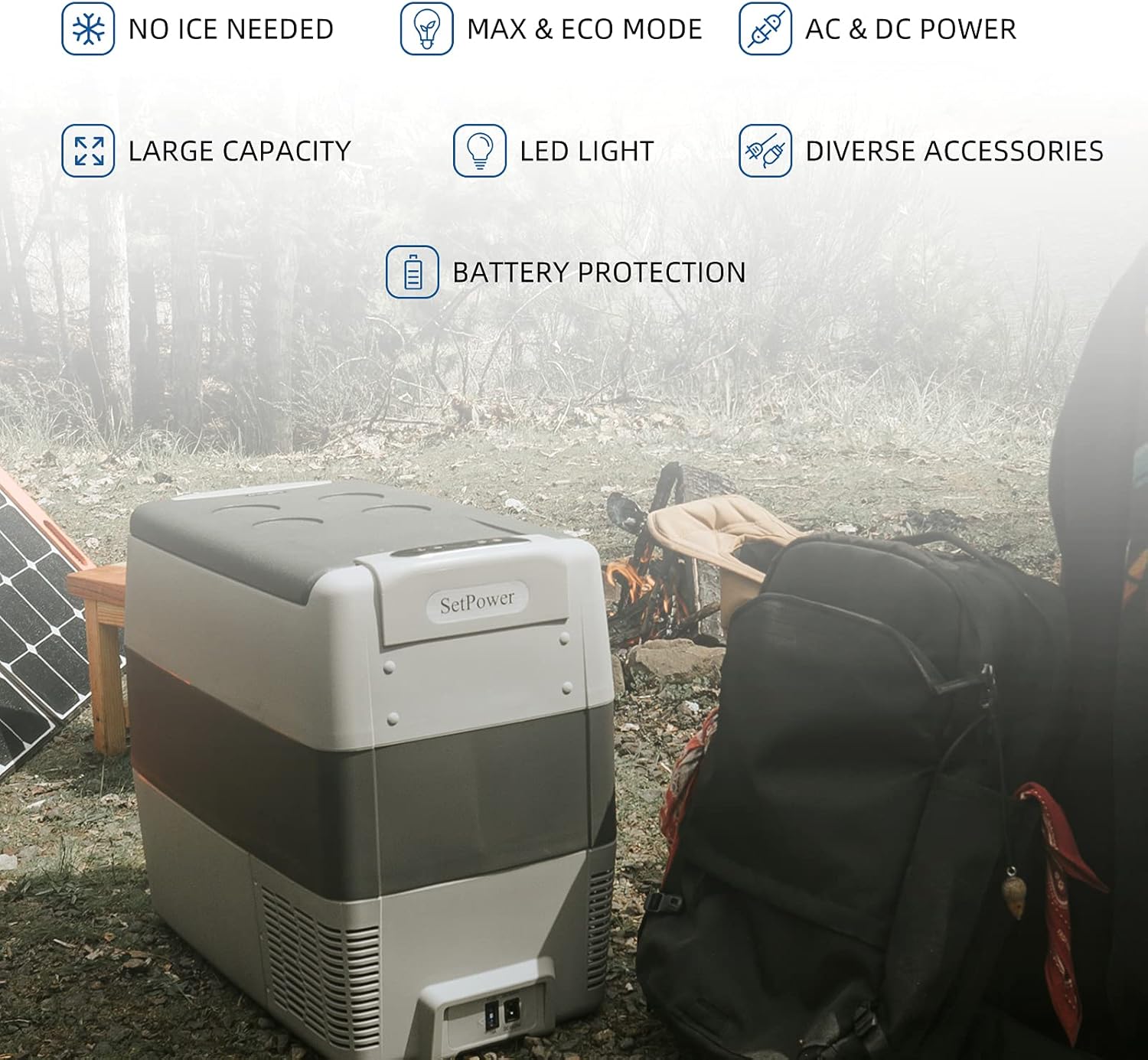 SetPower AJ50 Portable Refrigerator, Car Refrigerator, Portable Fridge Freezer, 12 volt Cooler, Car Fridge, Compact Refrigerator with 3-YEAR Warranty, 12/24V DC and 120-240V AC, Car and Home Use