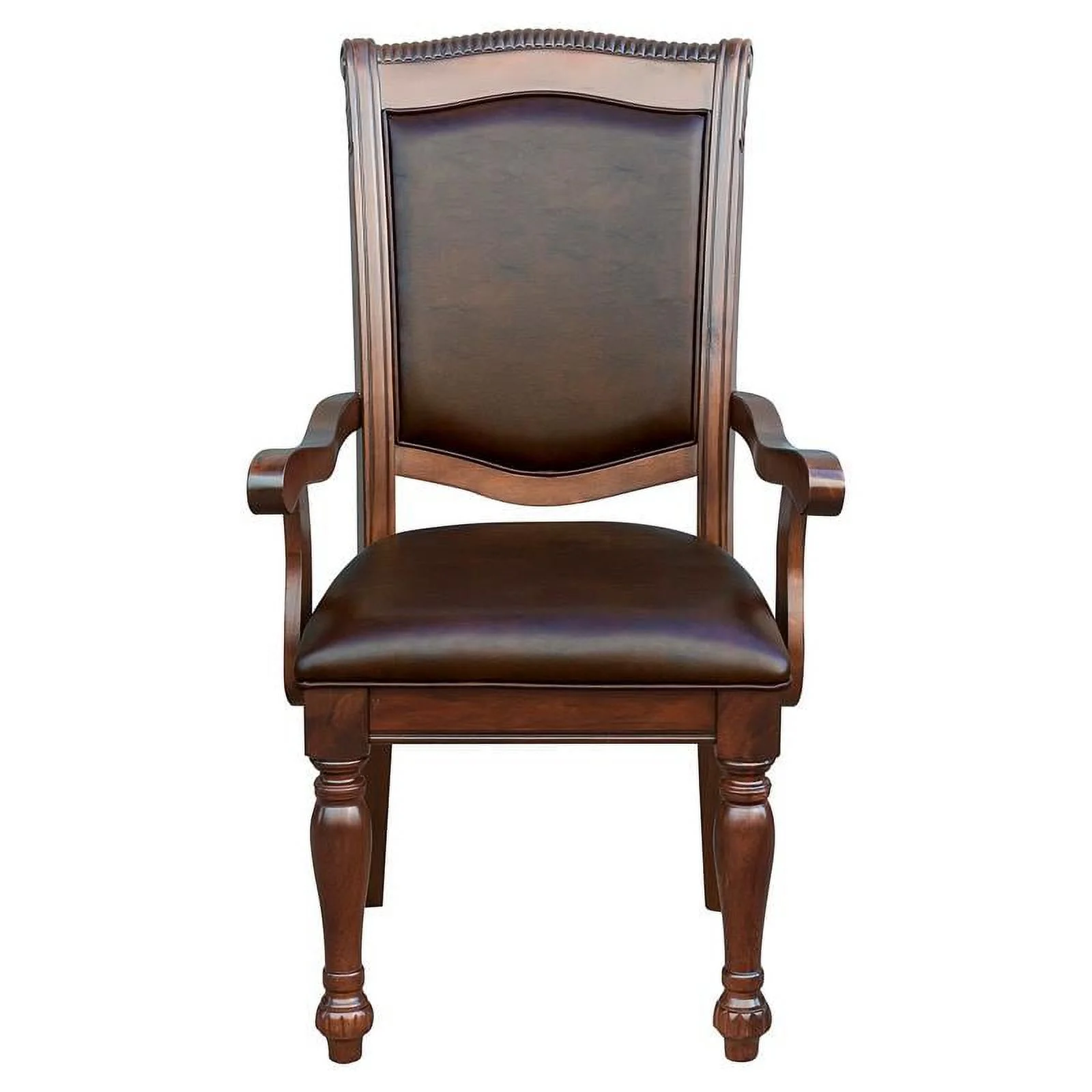 Pemberly Row 19.5" Traditional Wood Dining Arm Chair in Brown Cherry (Set of 2)