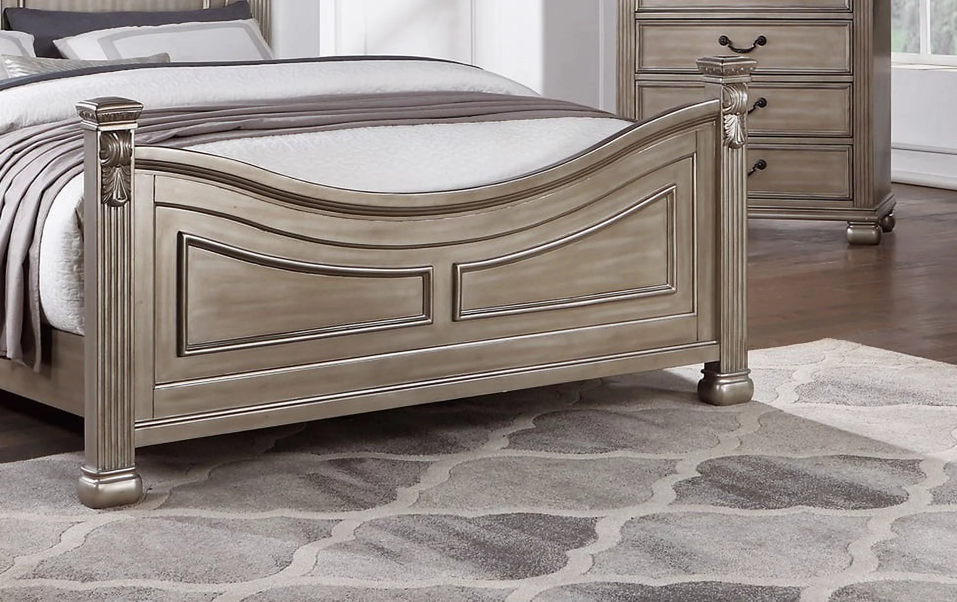 American Classic Eastern King Bed 2x Nightstands Wooden Grey Finish 3pc Set Master Bedroom Furniture