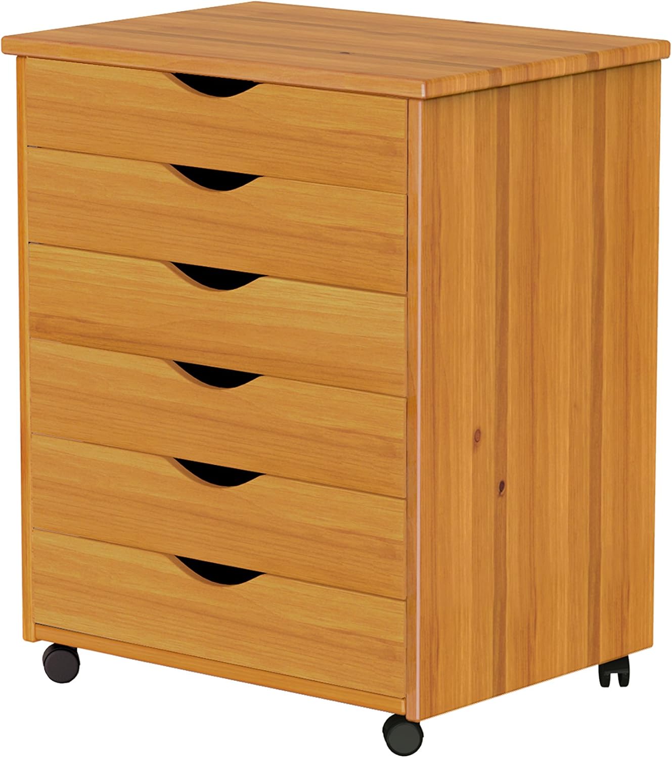 ADEPTUS 76152 6 Drawer Wide Roll Cart, Medium Pine