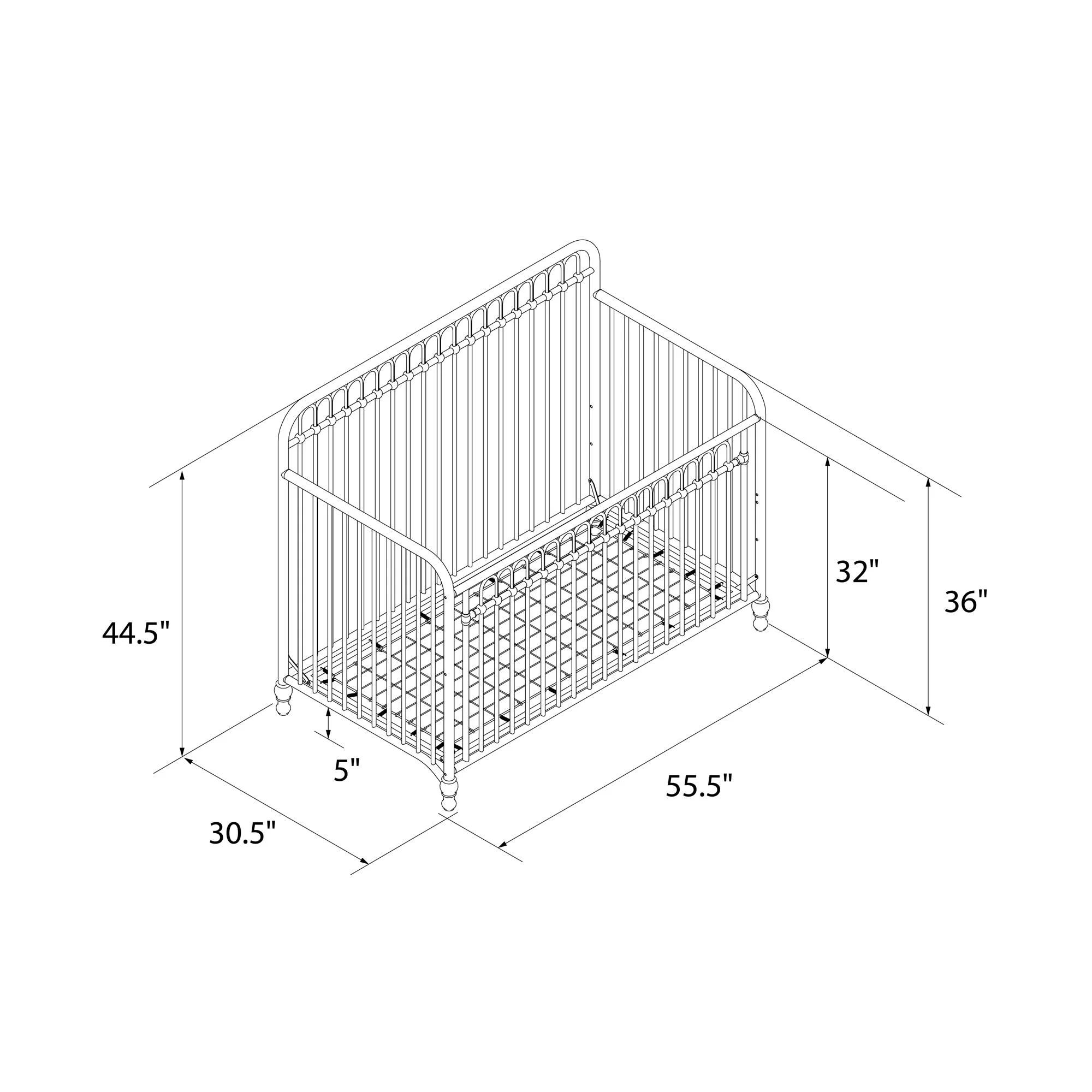 Little Seeds Ivy 3-in-1 Convertible Metal Crib, Off White - Curated Treasures Market