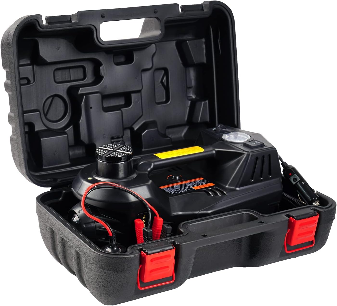 Mautyke Vehicle Hydraulic Jack kit 5 tons Electric car Jack, Electric Jack kit with Integrated tire Pump and LED Lights, Suitable for SUV/Sedan 4-in-1 Electric Jack for car (Orange)