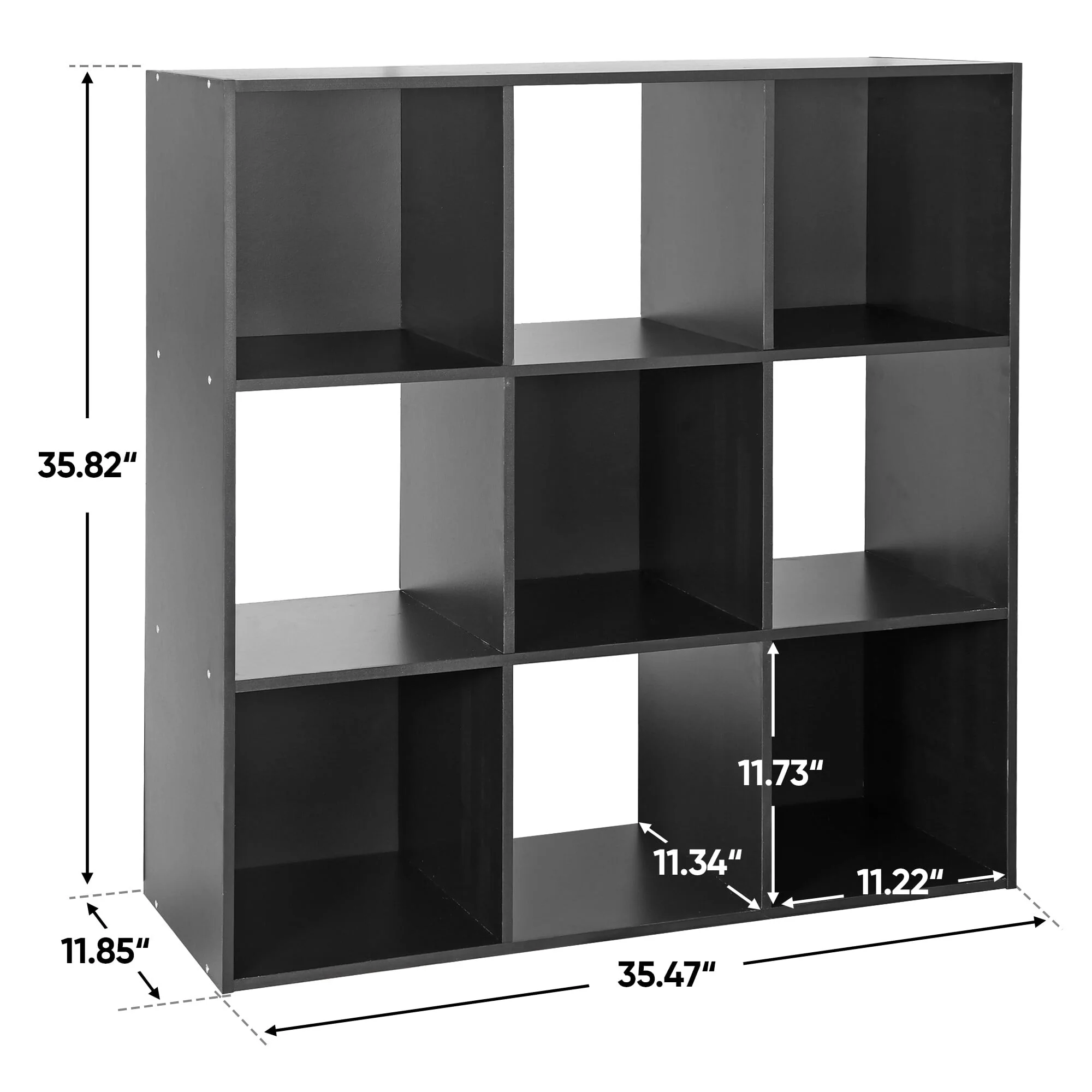ZENY 9 Cubes Wooden Cube Organizer Bookcase Cubecials Cabinet Storage (Black)