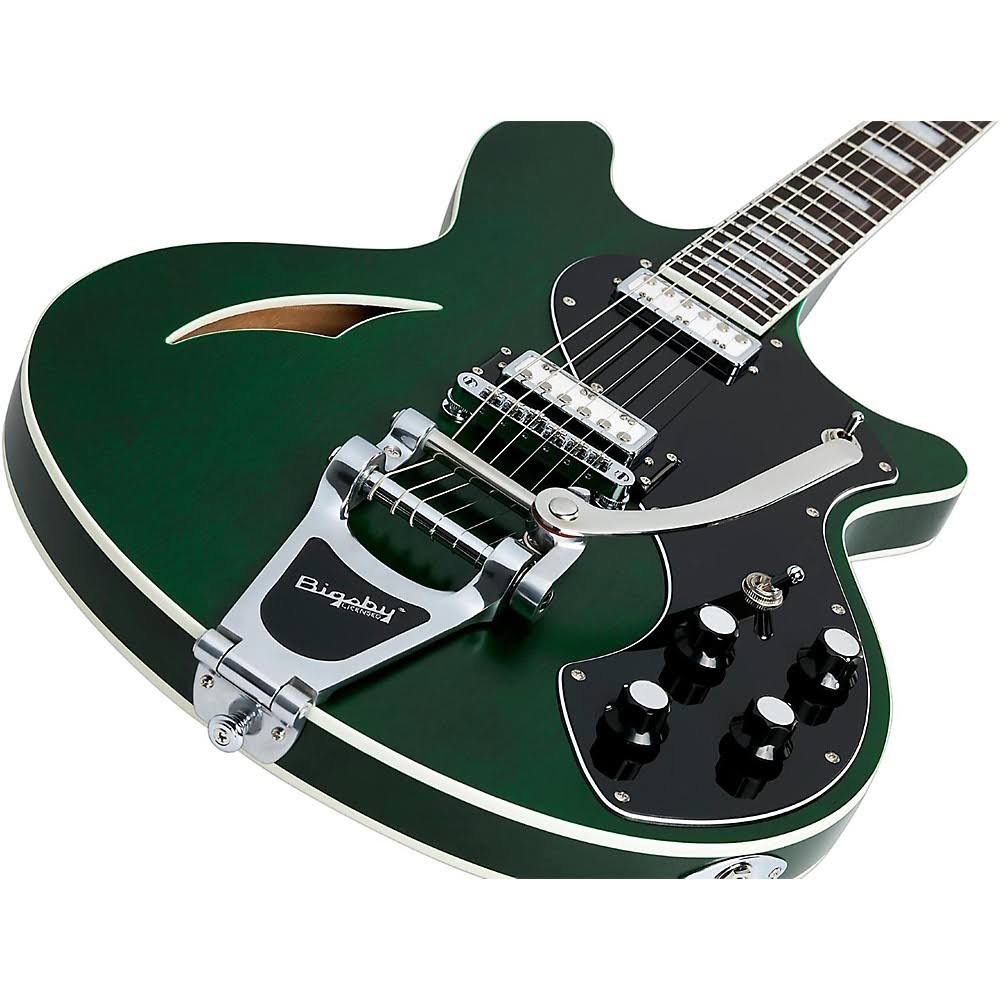 Schecter T S H-1B 6-String Semi-Hollow-Body Electric Guitar Emerald Green Pearl