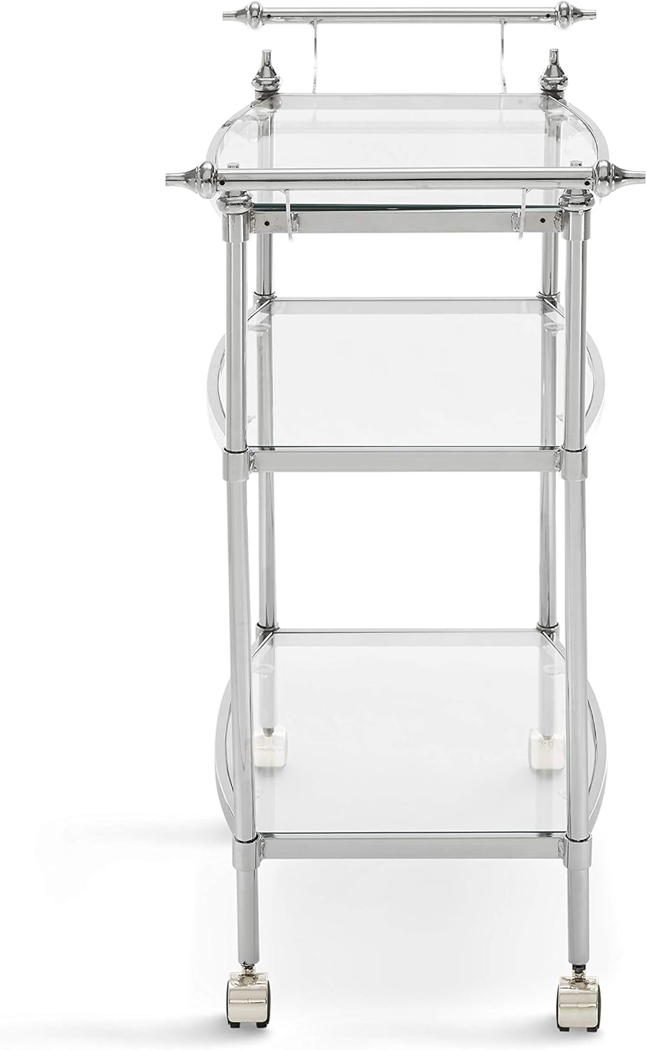 Powell Chrome and Clear Glass Mobile Bar Smith Cart