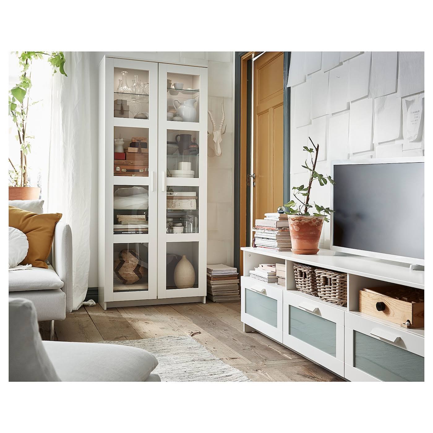 IKEA - BRIMNES Glass-Door Cabinet, White, 31 1/2x74 3/4
