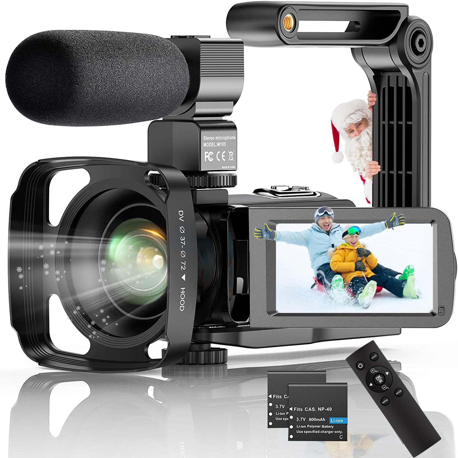 Camcorder Video Camera Ultra HD 4K Camcorder Full HD 48.0MP 60FPS IR Night Vision Digital Camera WiFi Vlogging Camera with External Microphone and 2.4G Remote Control