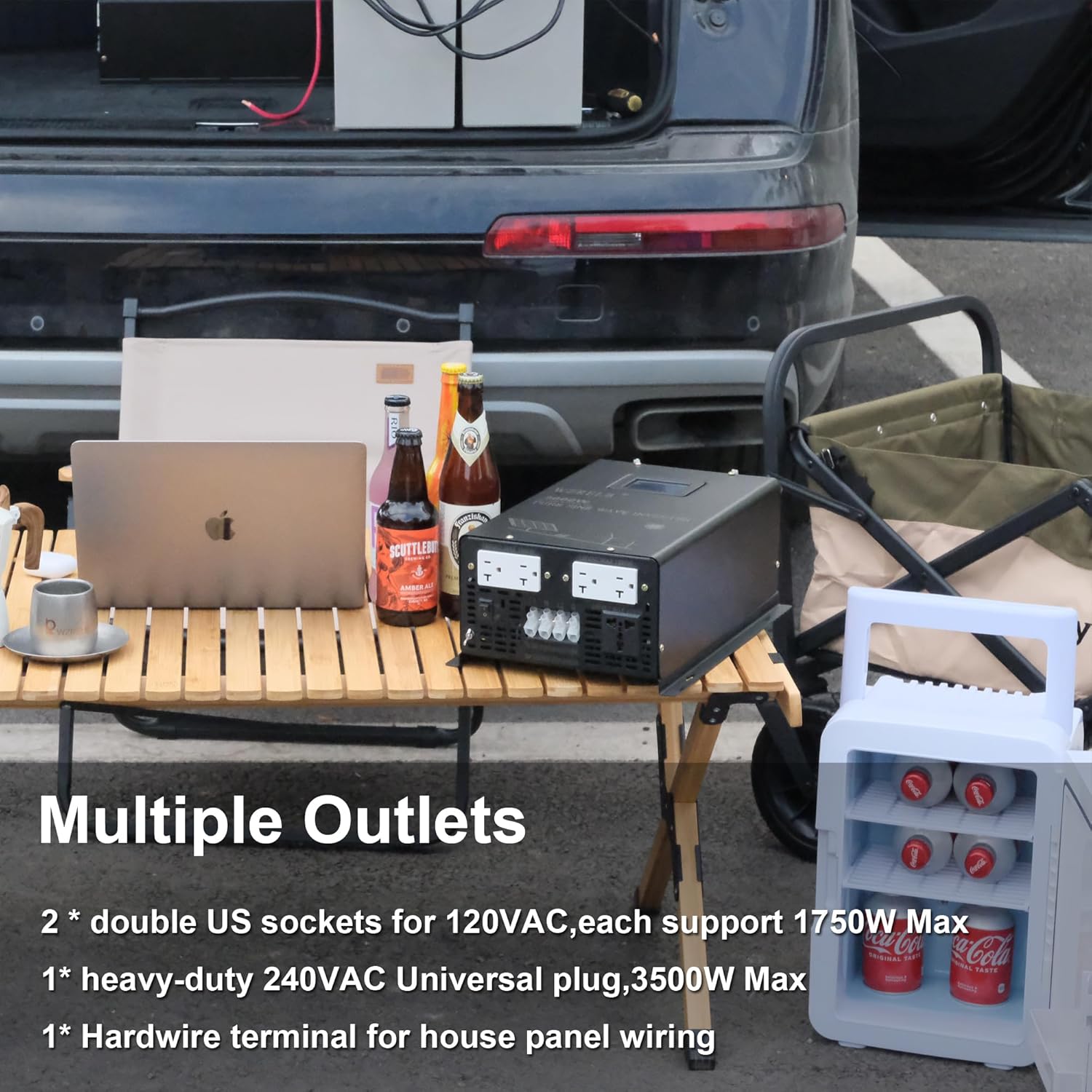 3500W 48V Pure Sine Wave Inverter,48 Volt DC to AC 120V 240V Split Phase Power Inverter,7KW Surge,5 AC Outlets,AC Hardwire Terminal,High Efficiency up to 91.6%,Wireless Remote
