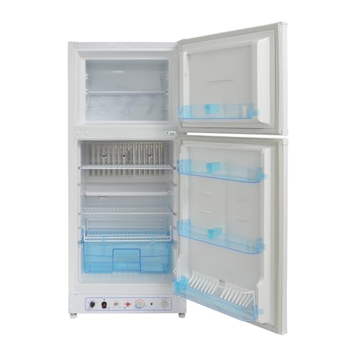 Techomey Propane Refrigerator with Freezer, 6.1 Cu.Ft. Gas Fridge Off Grid, Gas Refrigerator, 110v/Propane Dual Powers, Energy-saving & Quiet, for Outdoor, RV, Truck, Camper, Kitchen, White