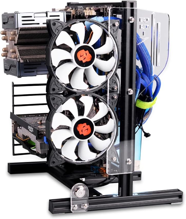 Bewinner Open Frame Chassis,DIY Mini Open Aluminum Alloy Frame ITX Motherboard PC Computer Case,Made of 20 20 Aluminum Alloy,Support ATX Ordinary Large Power Provide