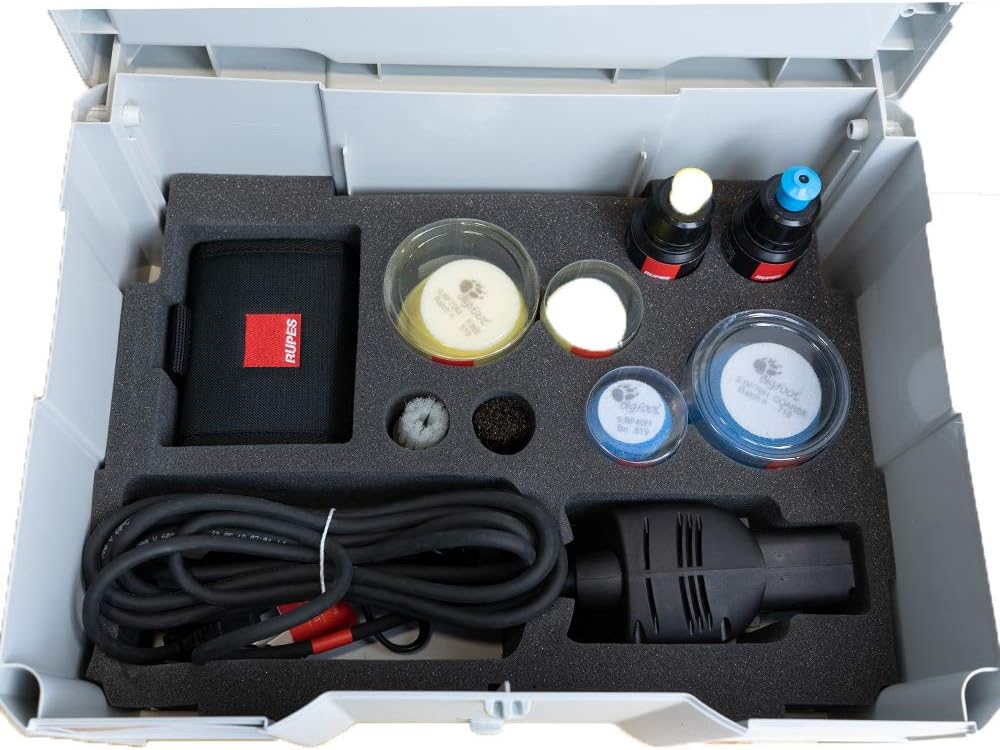 Detail King Rupes Nano Long Neck I-Brid Kit - Compounds - Microfiber Towels - Foam Pads - Battery Charger - Rupes Polisher Case & More