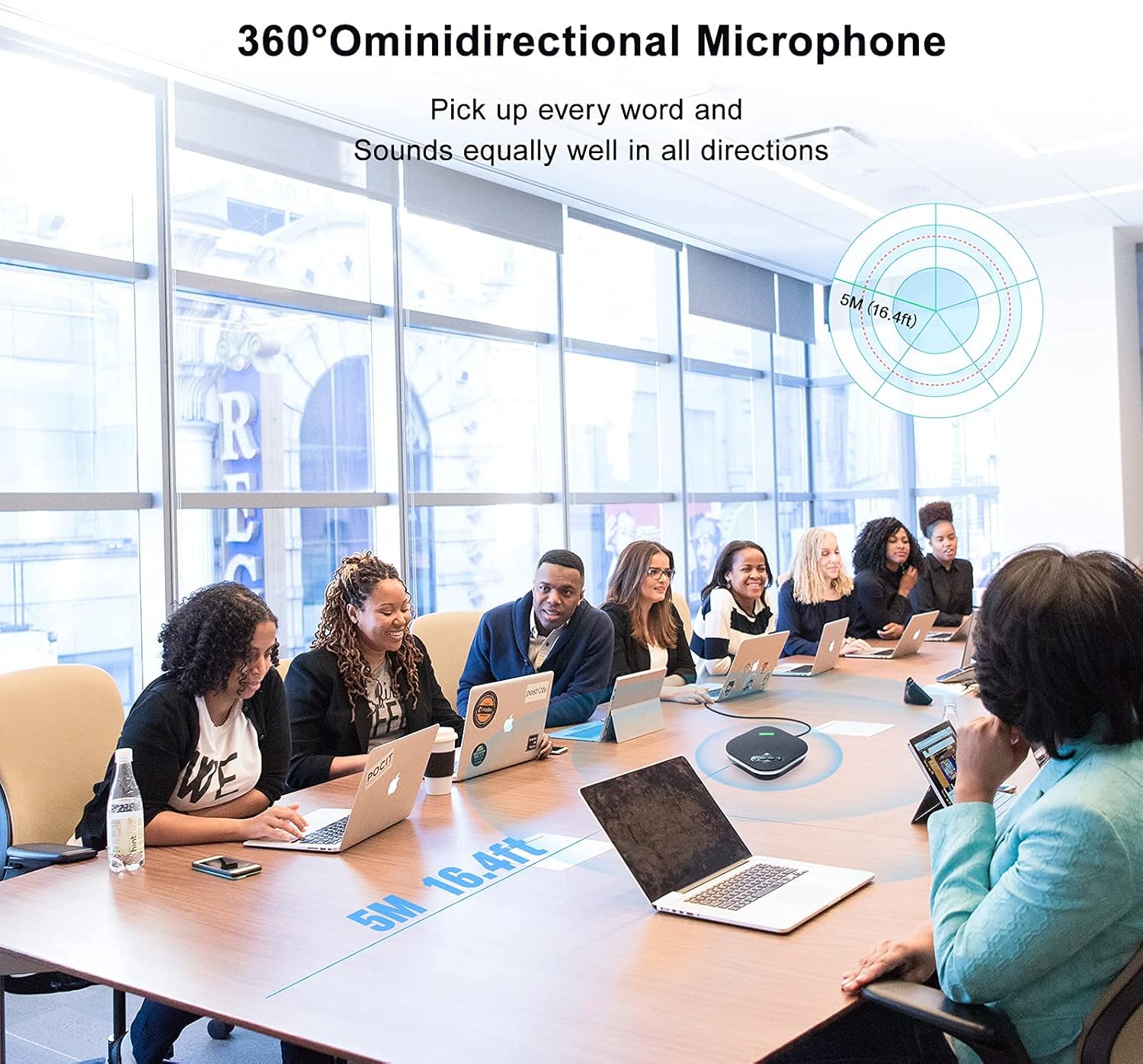 TONGVEO USB Speakerphone Conference Microphone,M3 Conference Speaker Built-in Full Duplex 360°Voice Pickup 4 AI Microphones Noise Cancellation Mics for Video Conference,Gaming,Chatting,Skype…