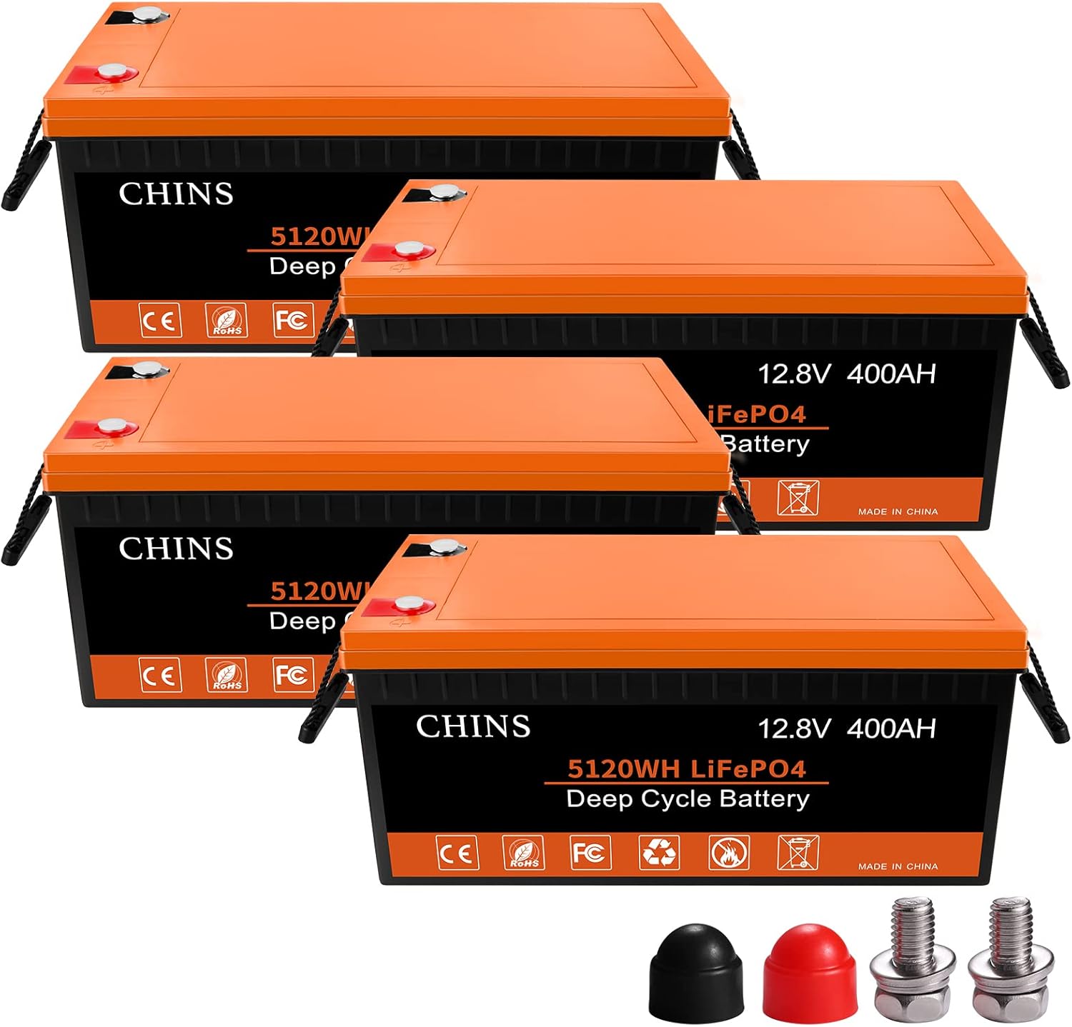 CHINS 12 Volt Battery | LiFePO4 Battery | 12V 100AH Lithium Battery | Built-in 100A BMS | Perfect for RV, Solar, Marine, Home Energy Storage and Off-Grid Applications etc.